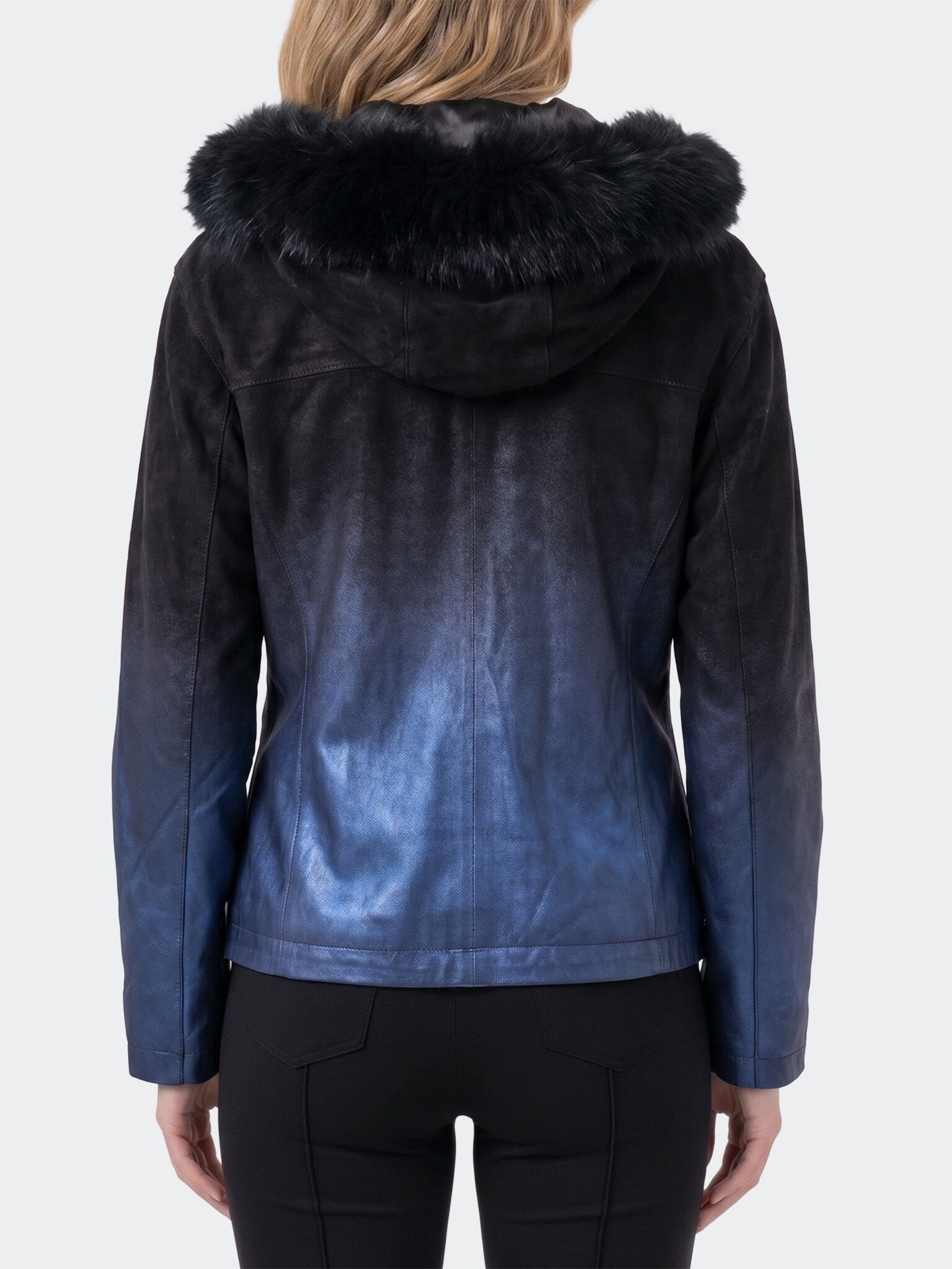 Women's Leather DegradeHood Blue