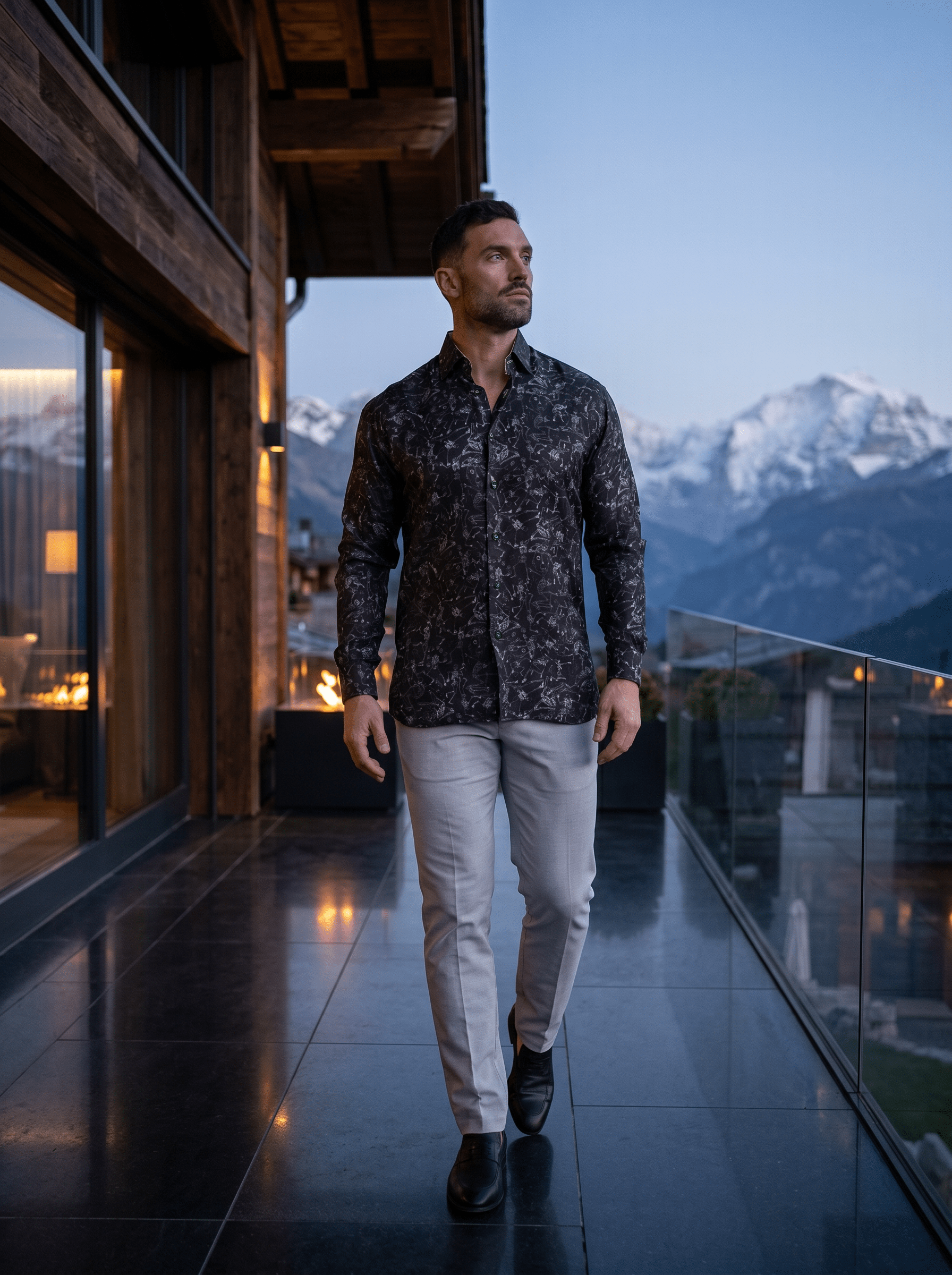 Fibonacci Ascension Black Print Shirt
