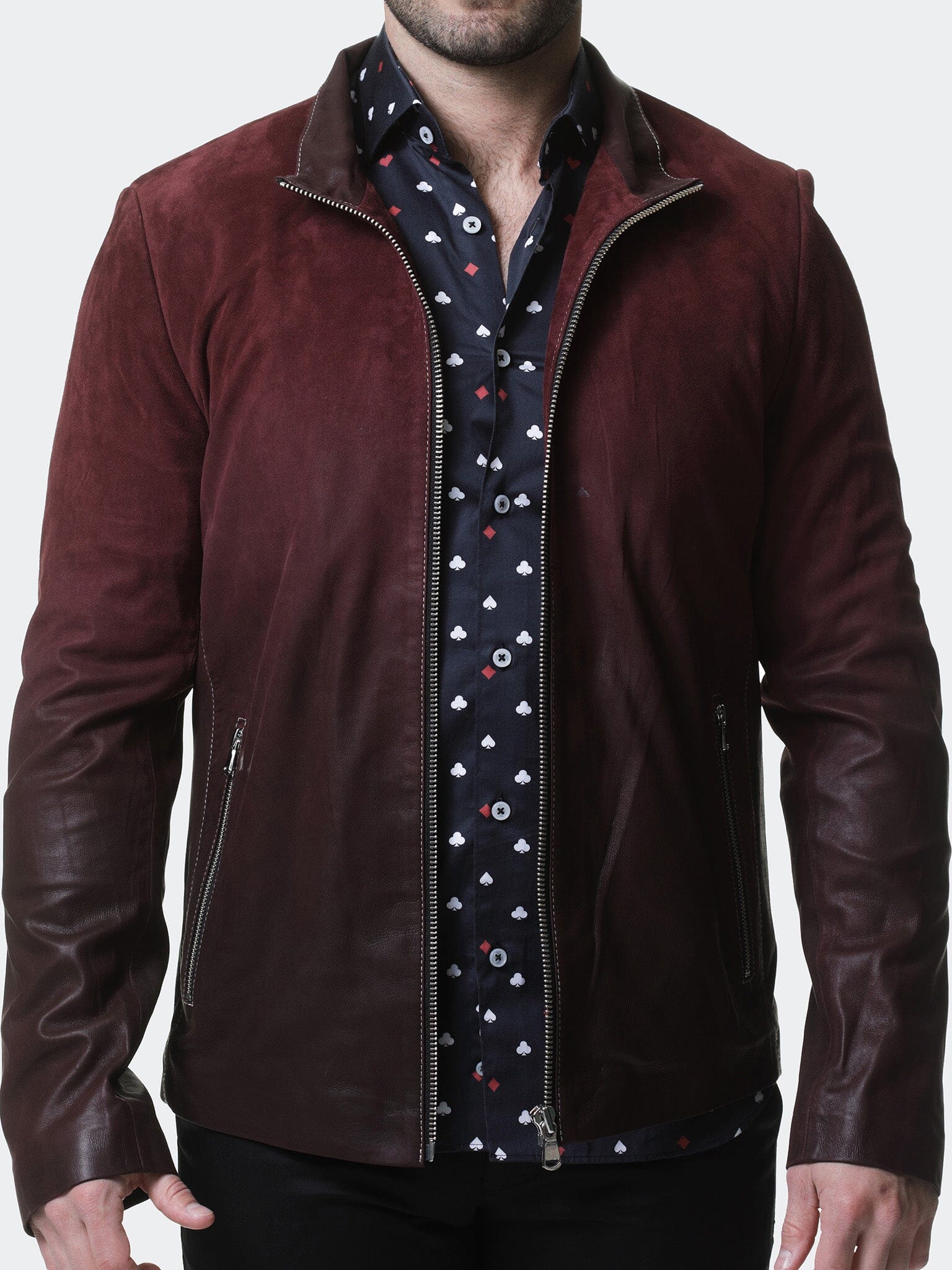 Perm Degrade Red Leather Jacket