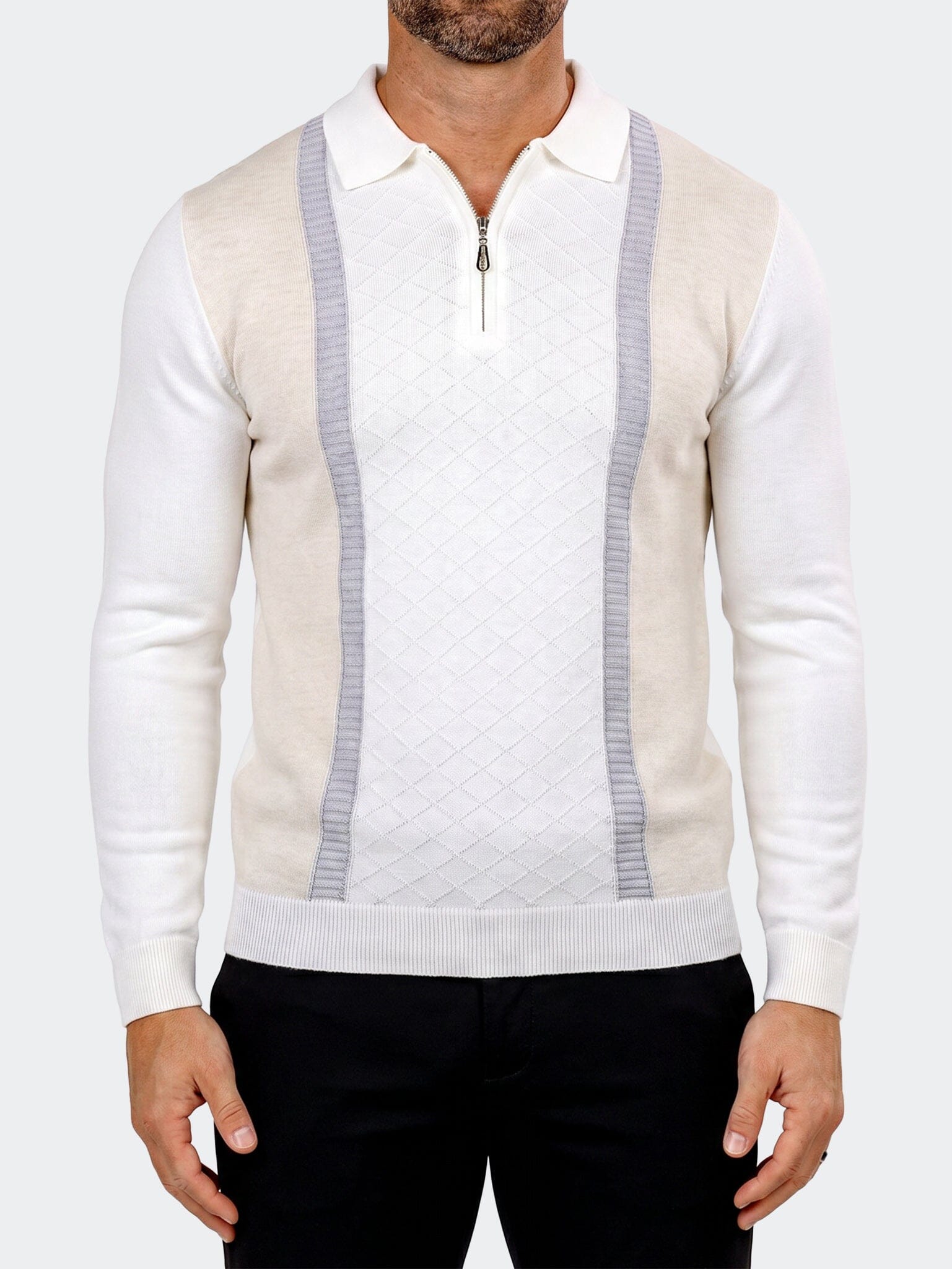 Sweater Knitted Quarter Zip Cream