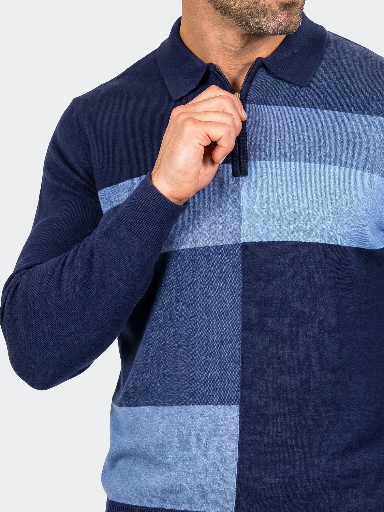 Sweater Knitted Quarter Zip D Grey