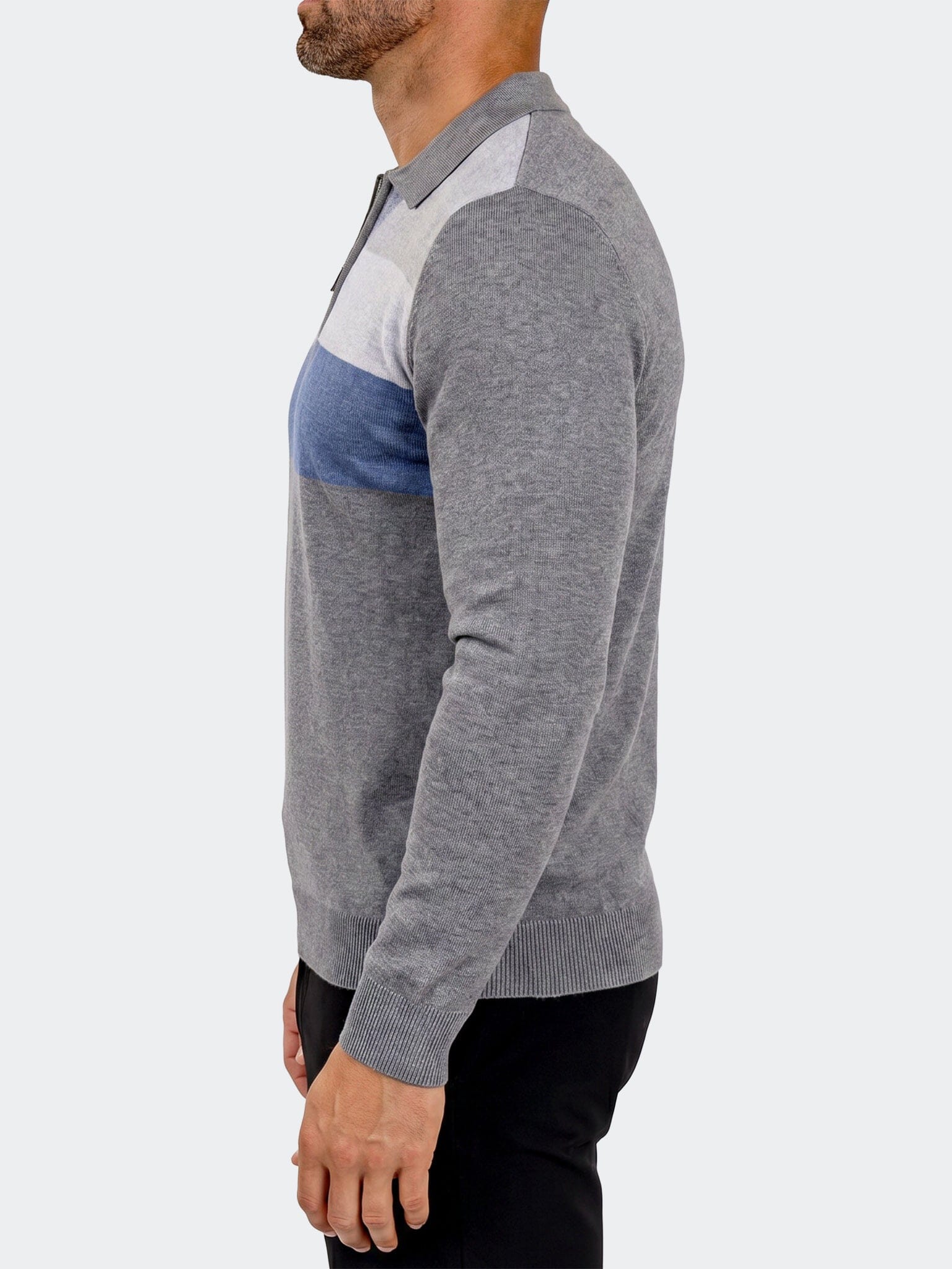 Sweater Knitted Quarter Zip L Grey