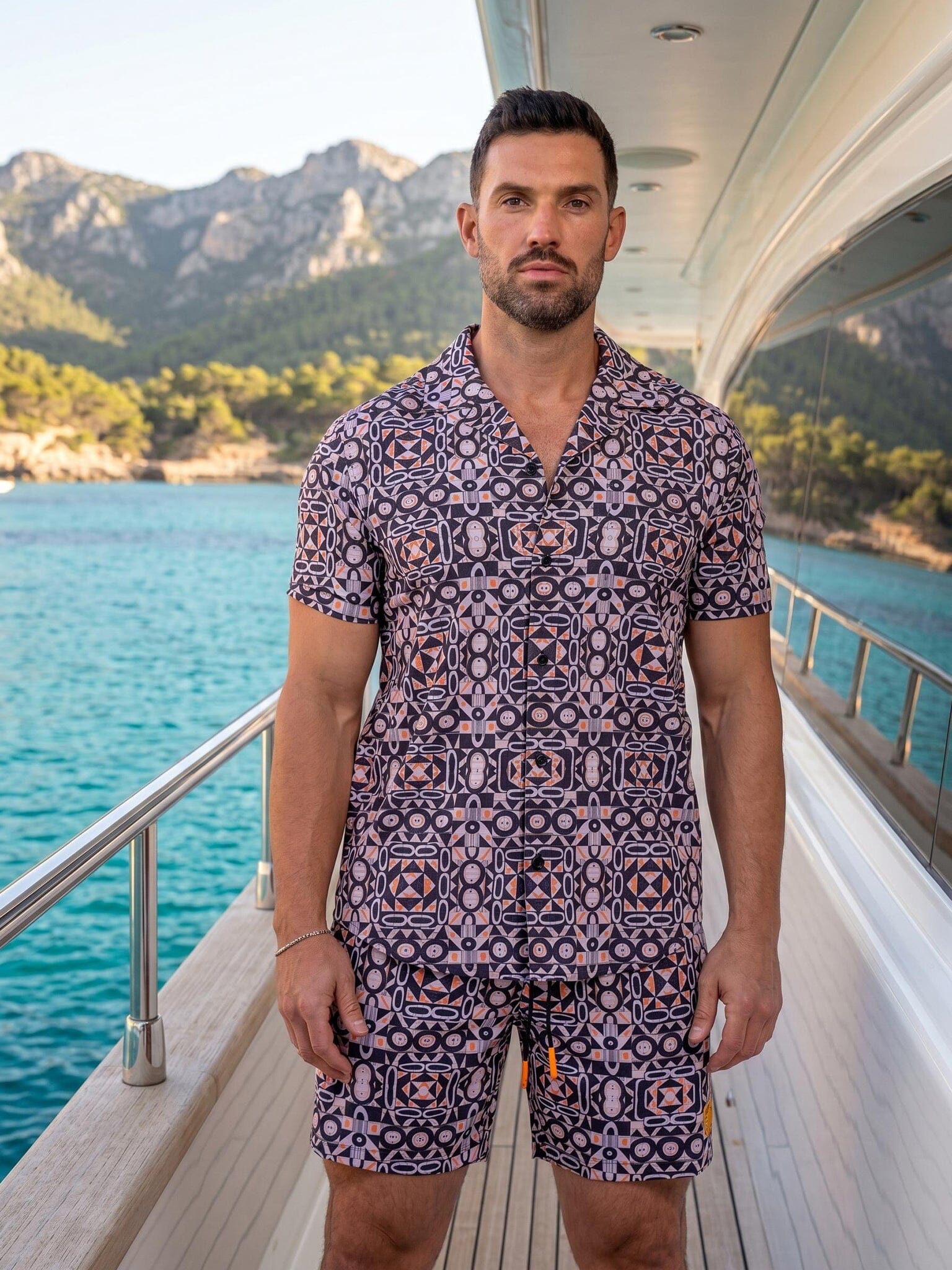 Beach Tiles Black Short Sleeve Shirt