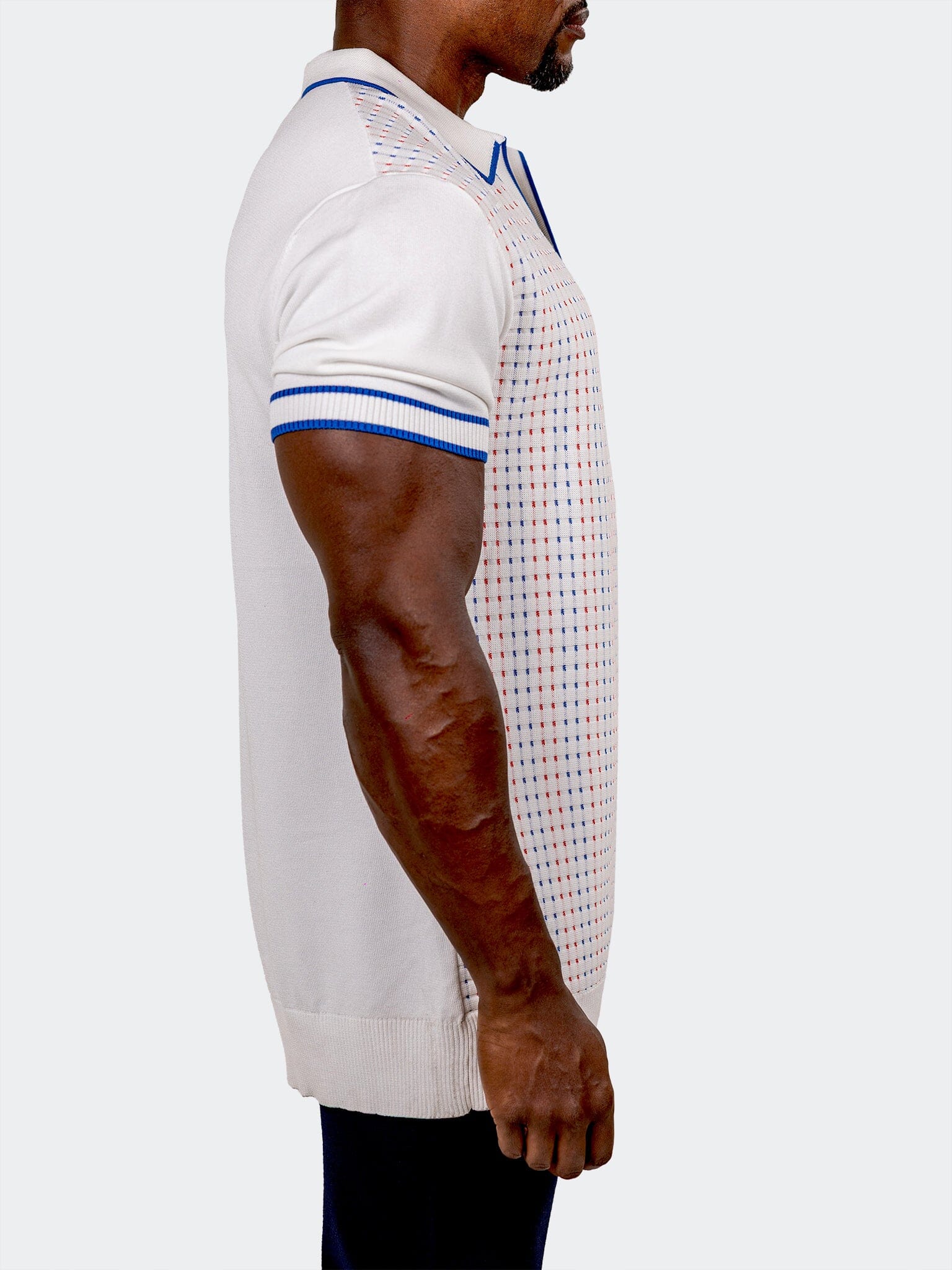Cream Micro-Dot Knit Polo
