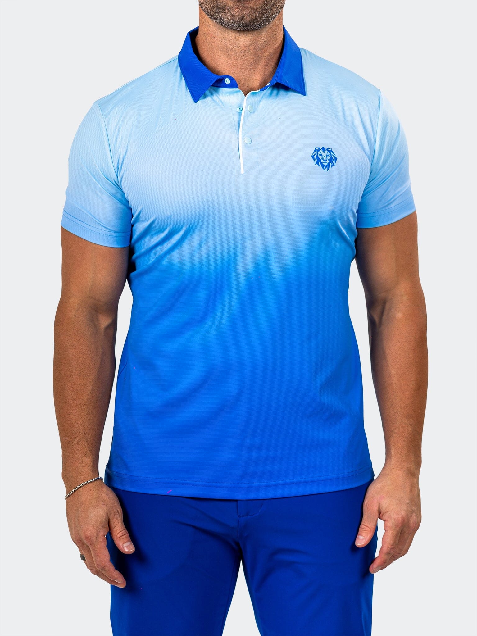 Knit Ascension Blue Ombre Polo – Maceoo