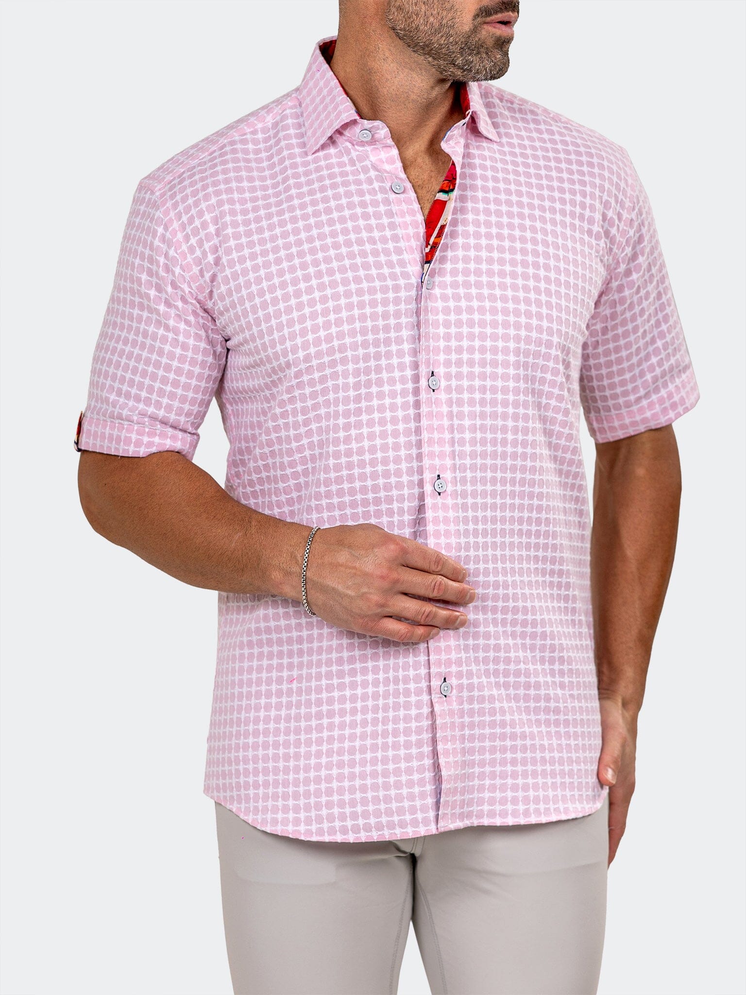 Galileo Marthyr Grid Pink Shirt