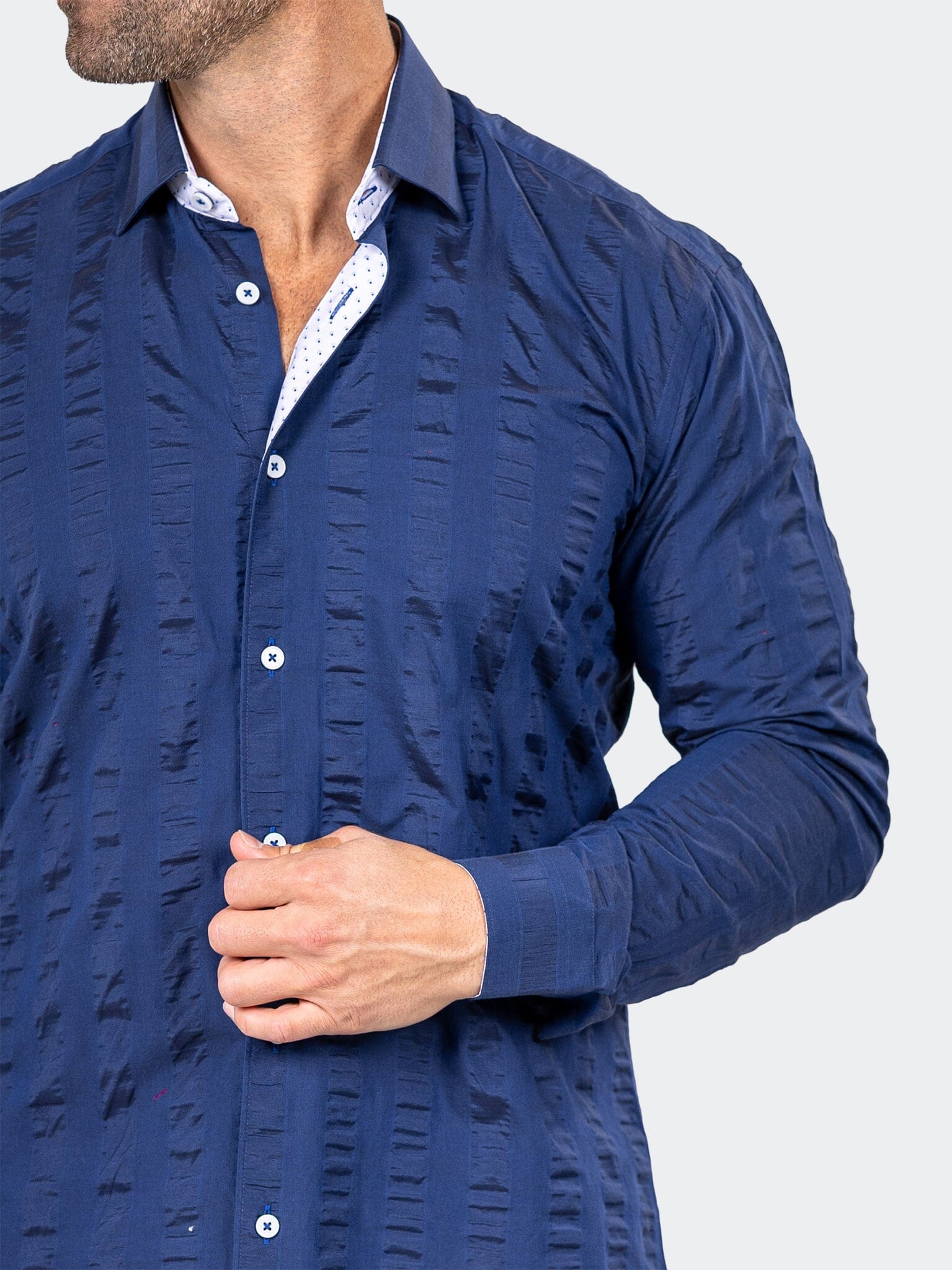 Fibonacci Marthyr Textured Blue Shirt