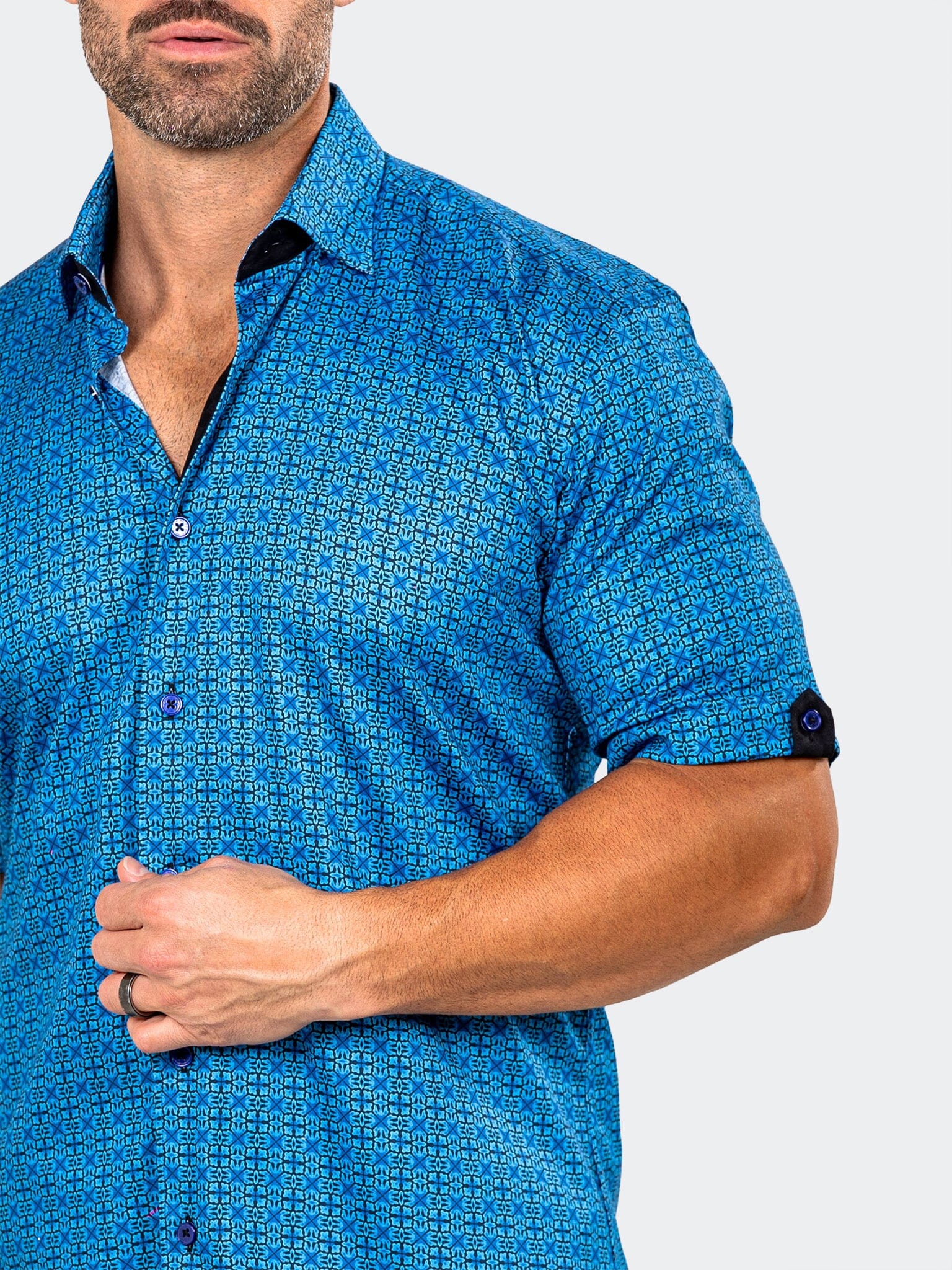 Galileo Marthyr Geo Tile Blue Shirt
