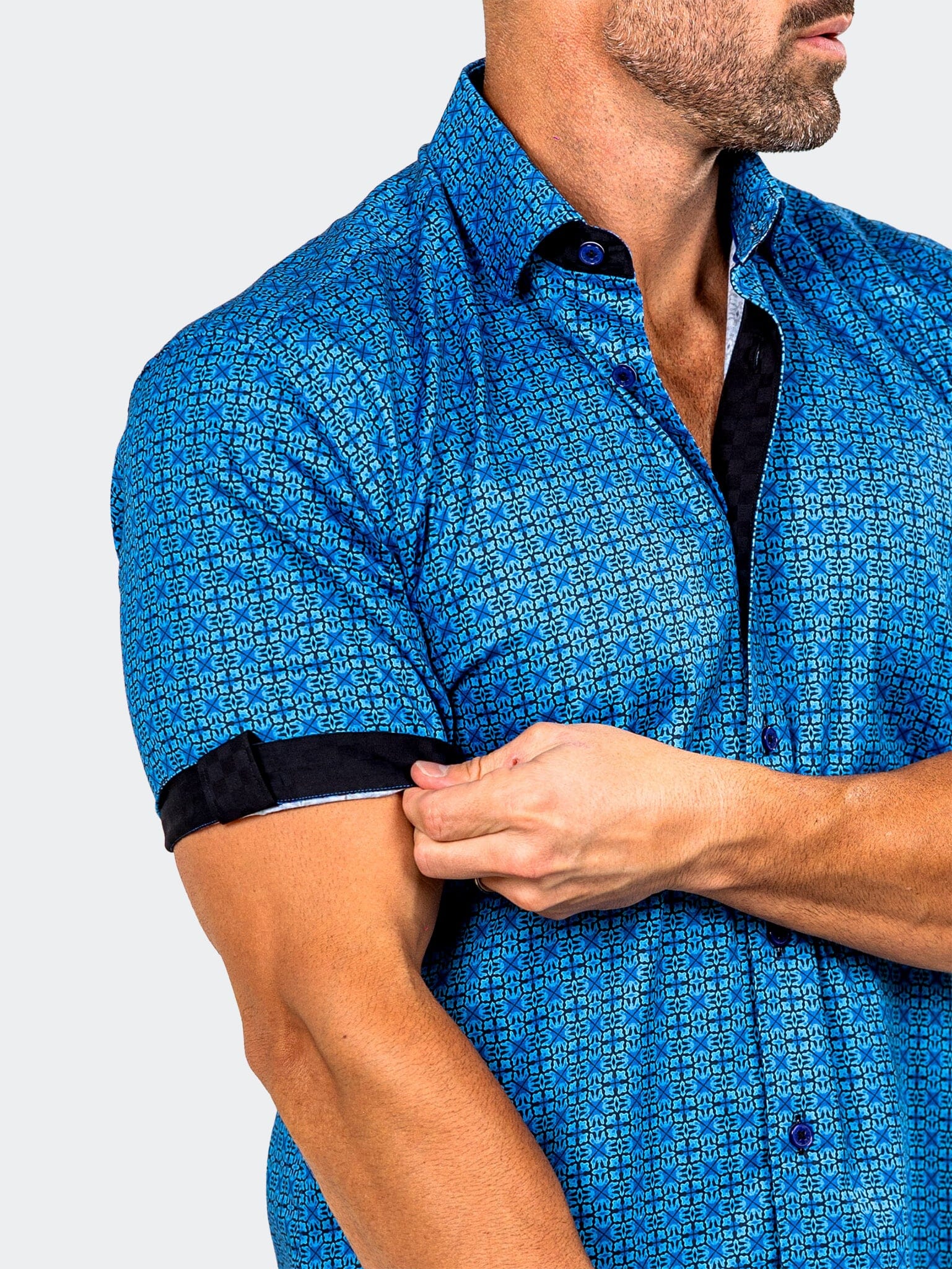 Galileo Marthyr Geo Tile Blue Shirt