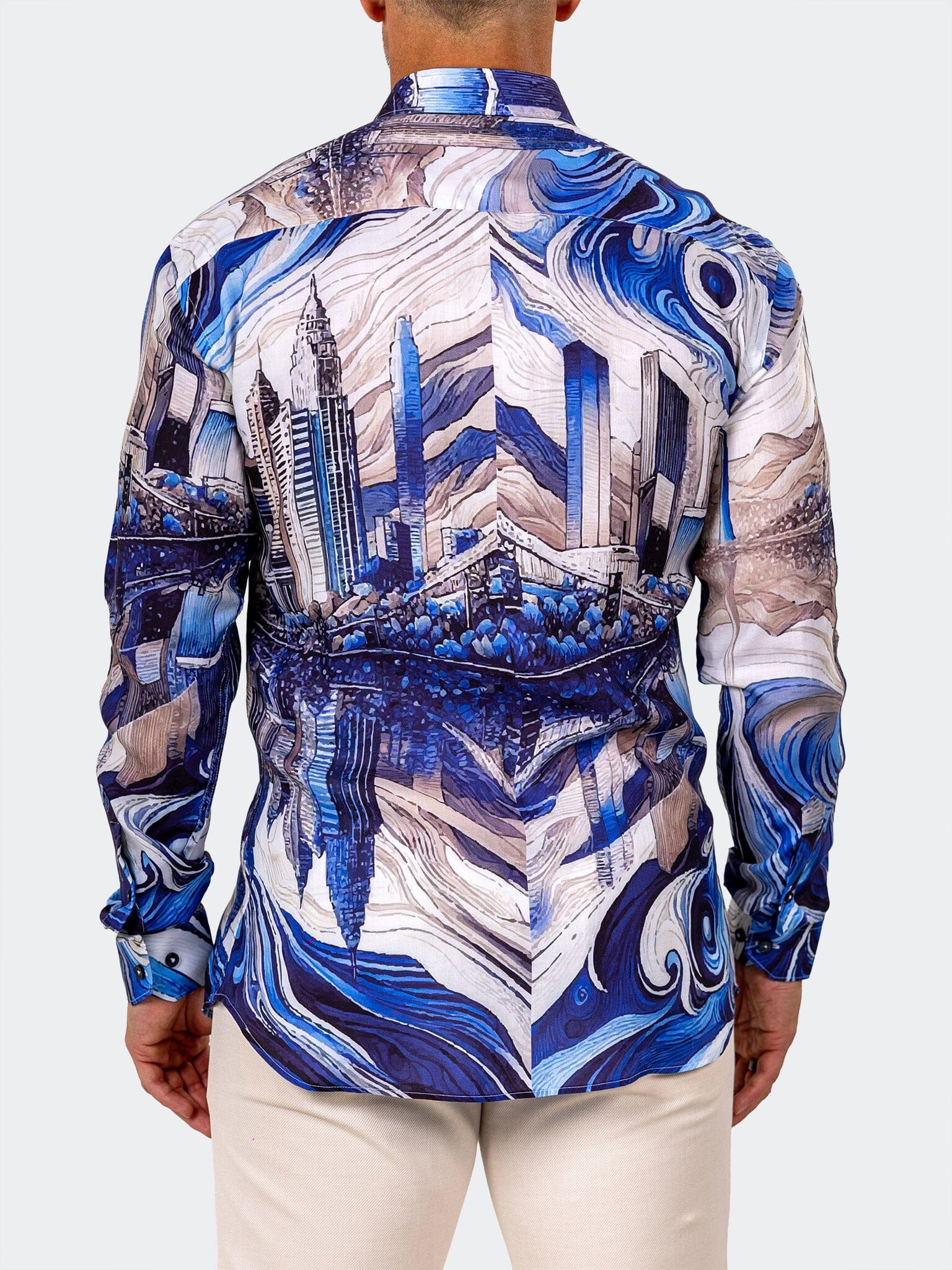 Blue Wave Artistic Dress Shirt