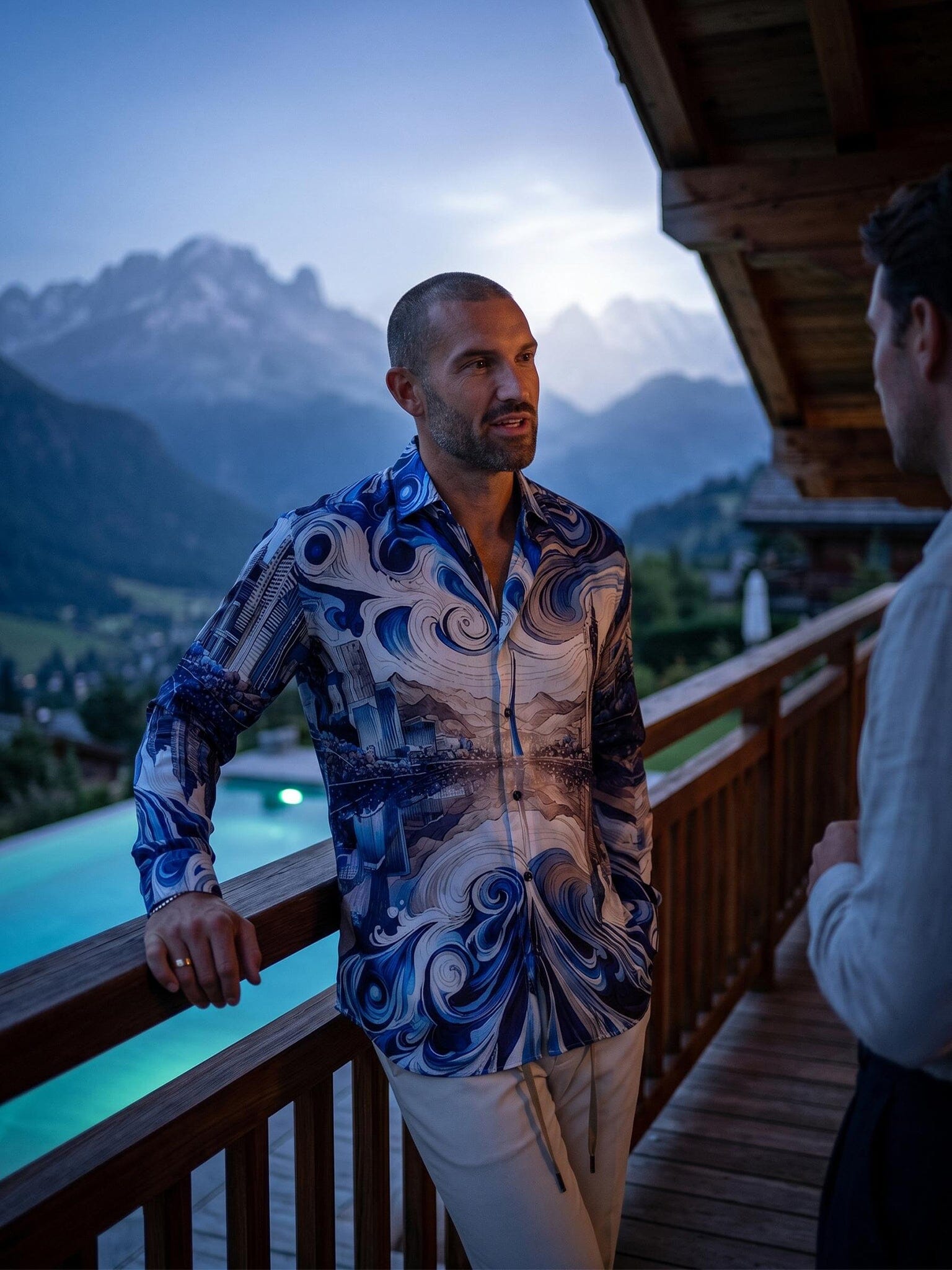 Blue Wave Artistic Dress Shirt
