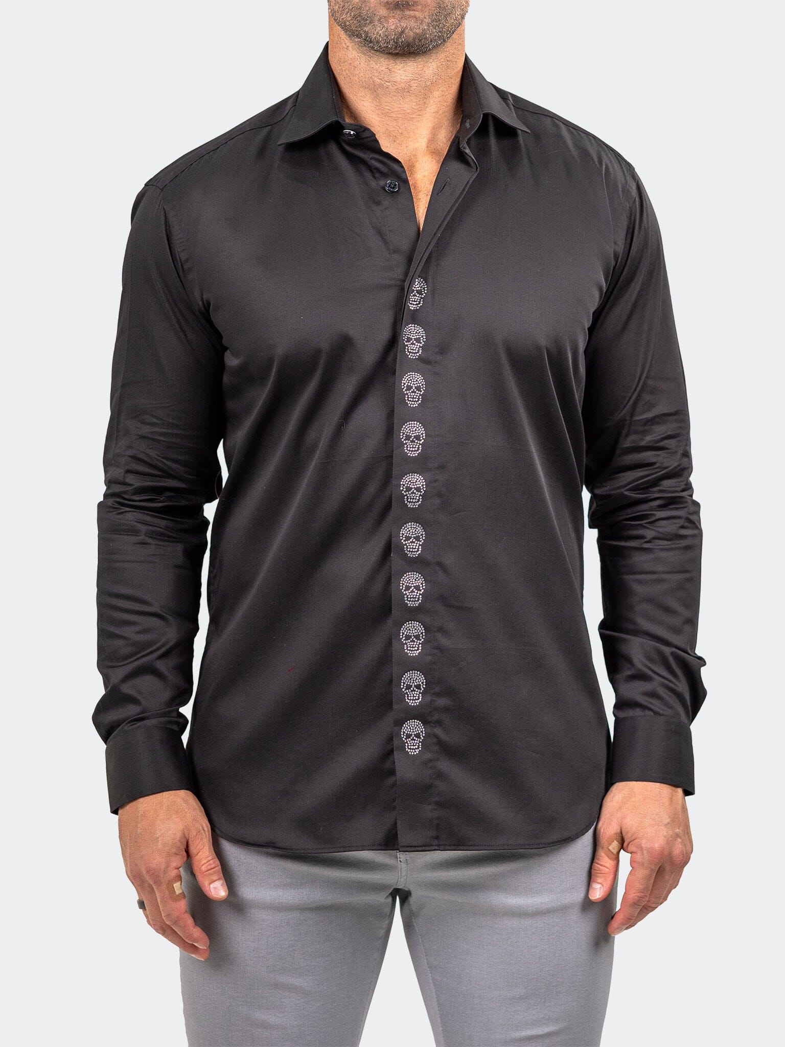 black and silver dress shirt Silver and Black Floral Dress Shirt XL main image 1