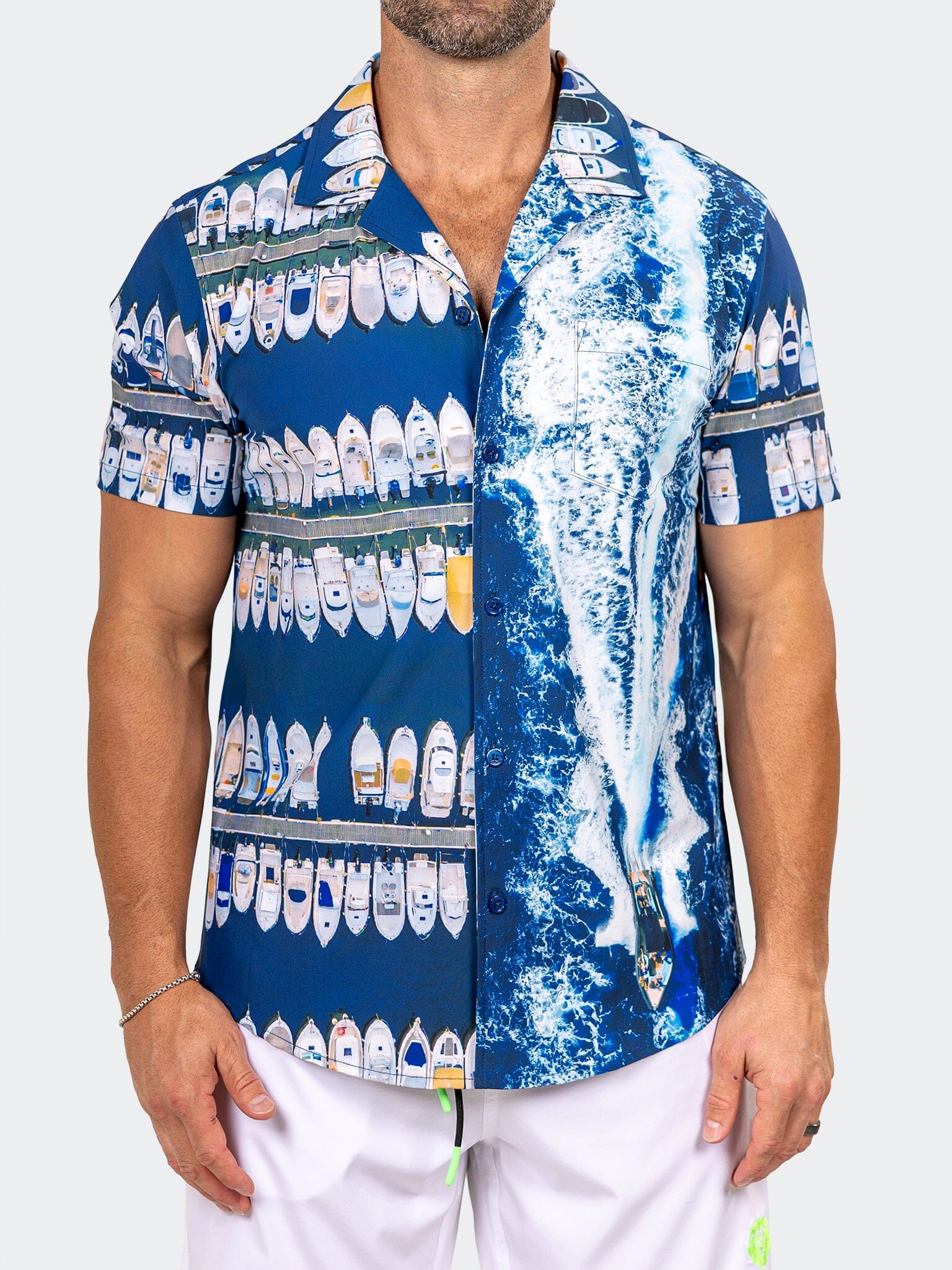 Maceoo Men's Marthy Camp Shirt - Blue