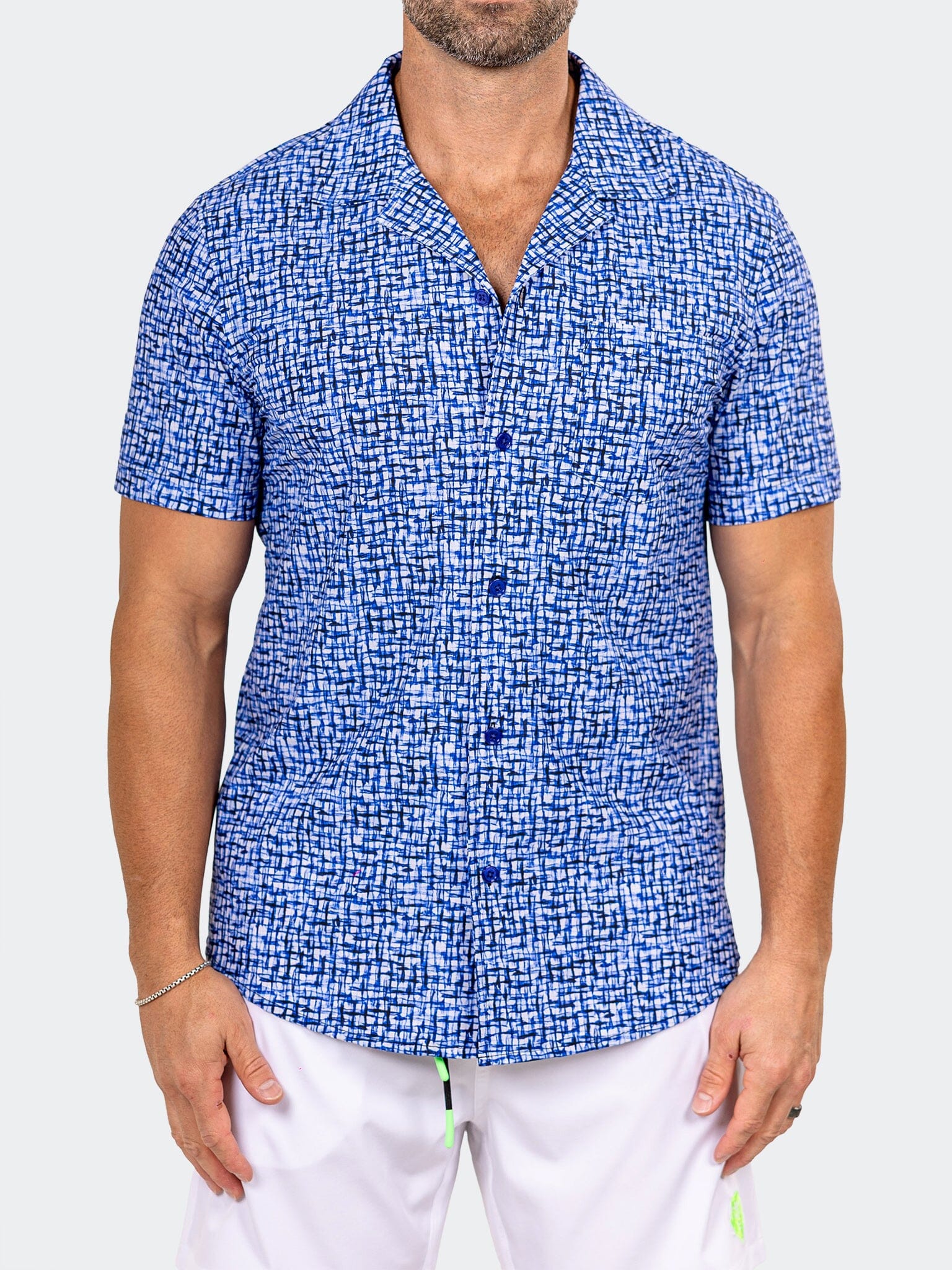 maceoo dress shirts Maceoo Shirts Marthyr Blue Short Sleeve Shirt | Men's Short Sleeve Dress Shirt
