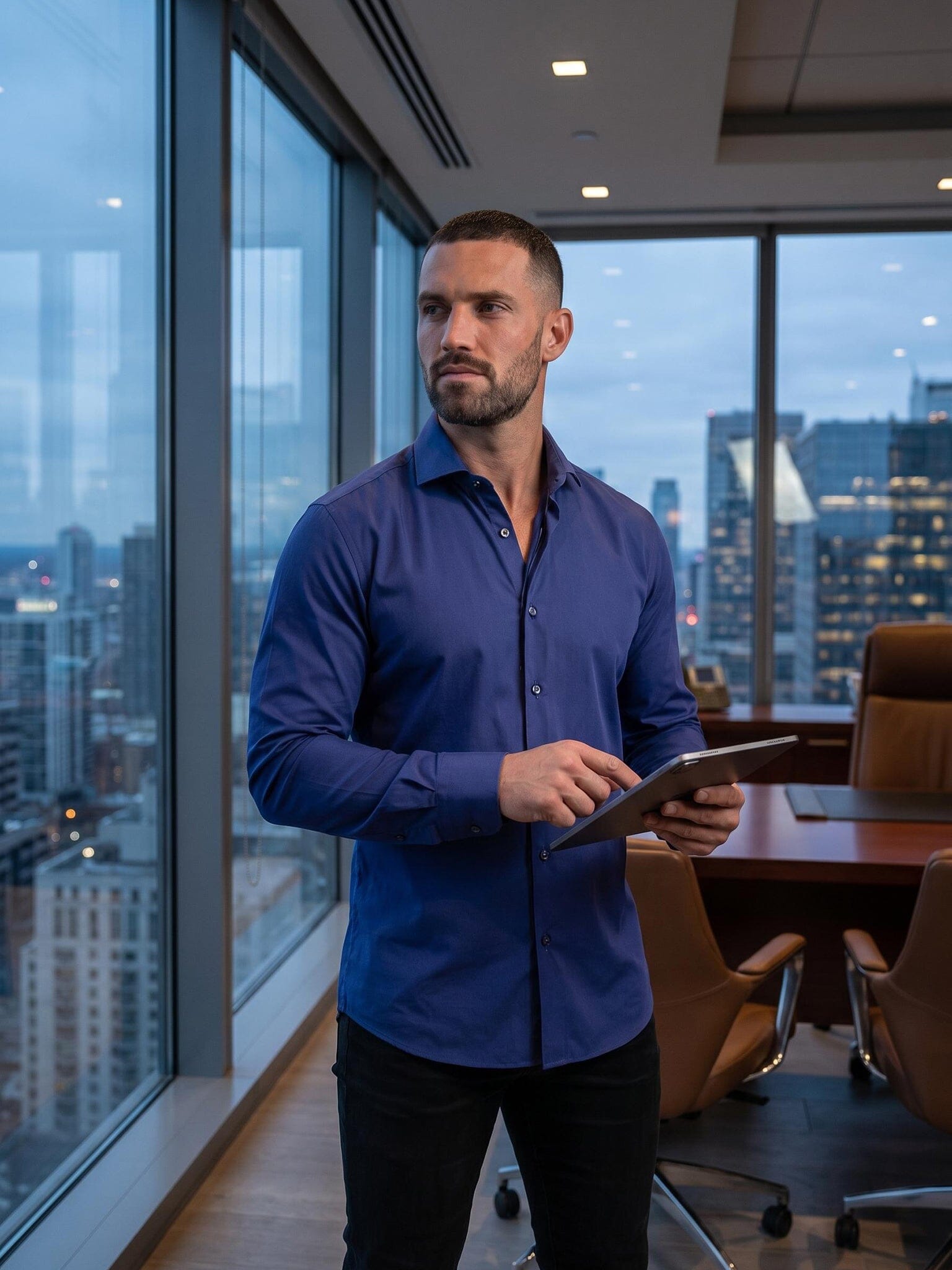 Navy Eins Stretch Dress Shirt