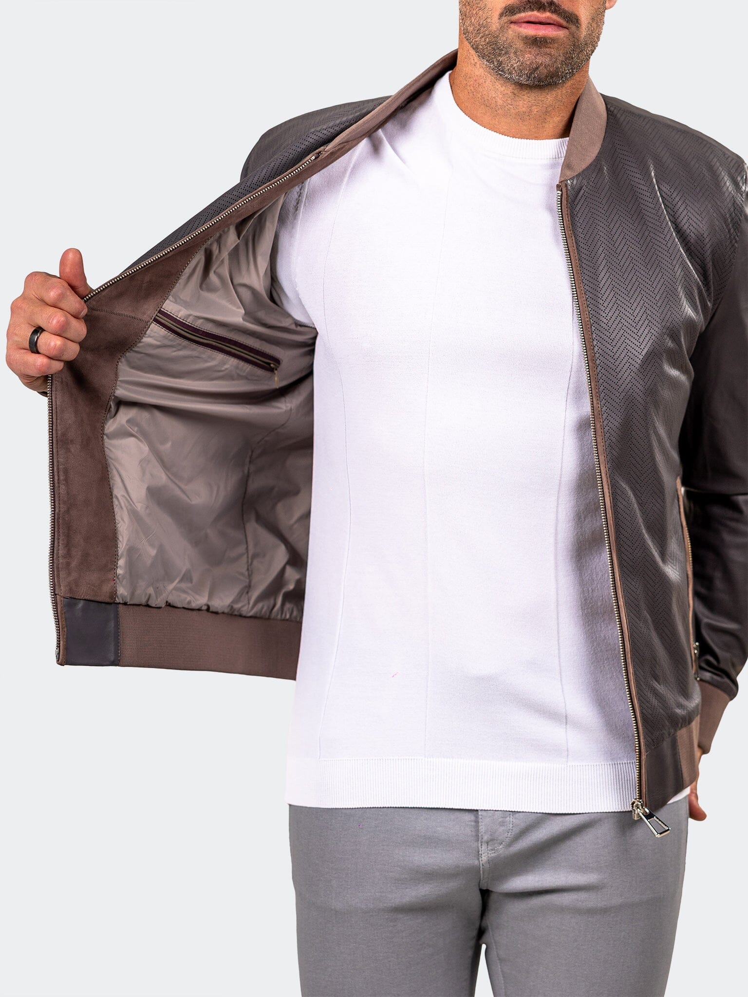 Marthyr Grey Leather Jacket