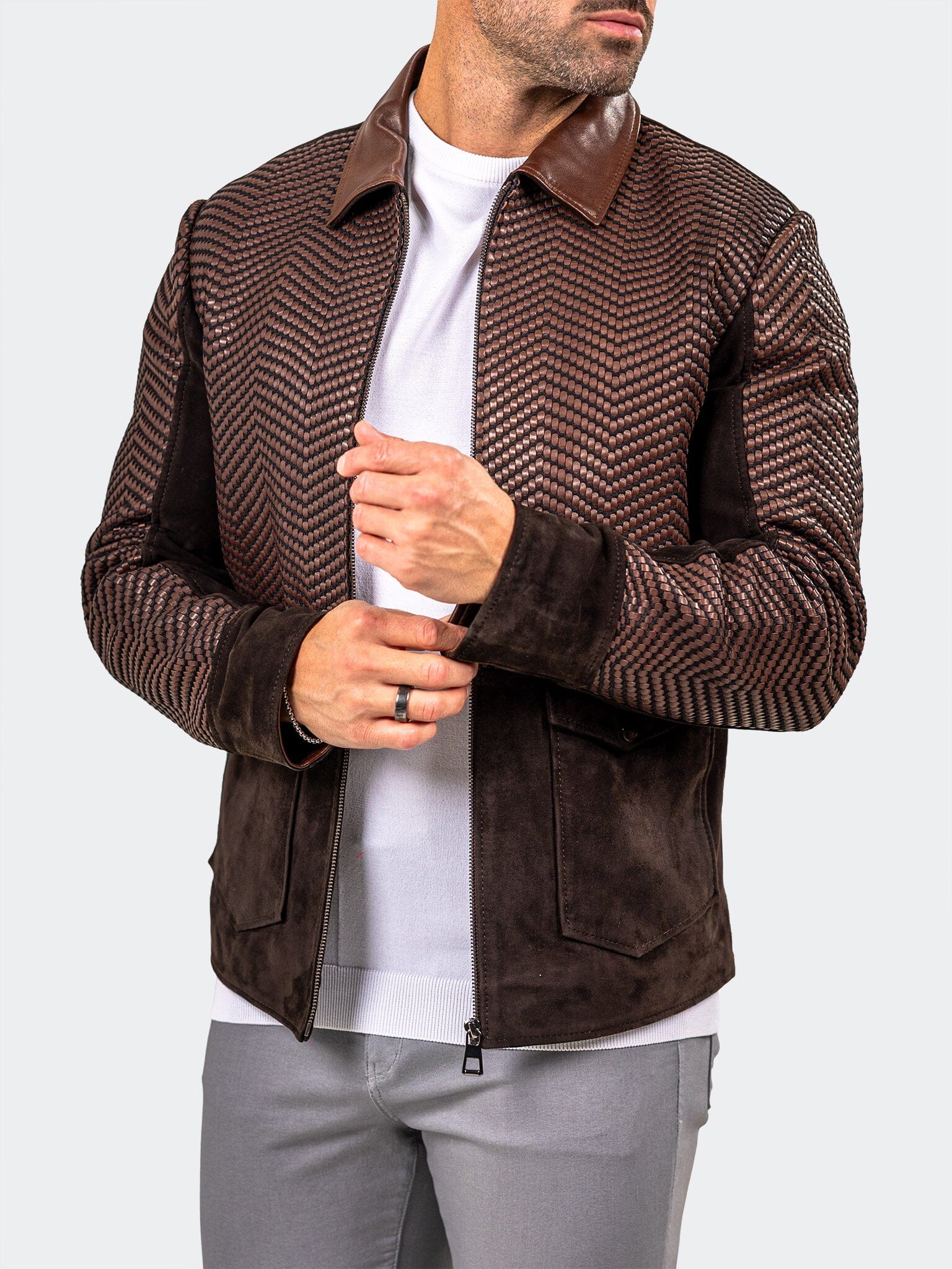 Marthyr Brown Woven Jacket