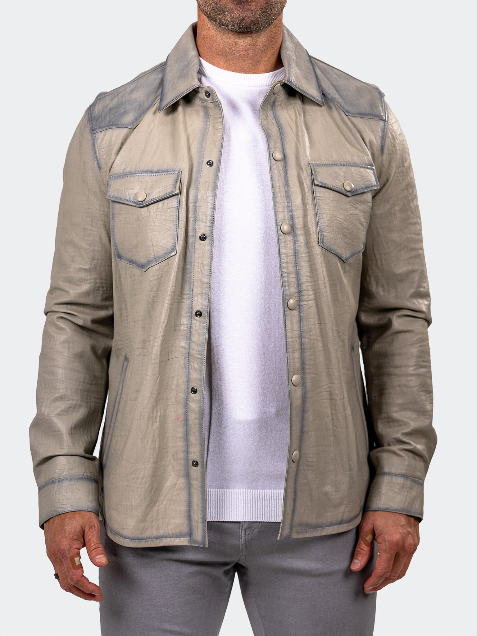 Marthyr White Leather Jacket