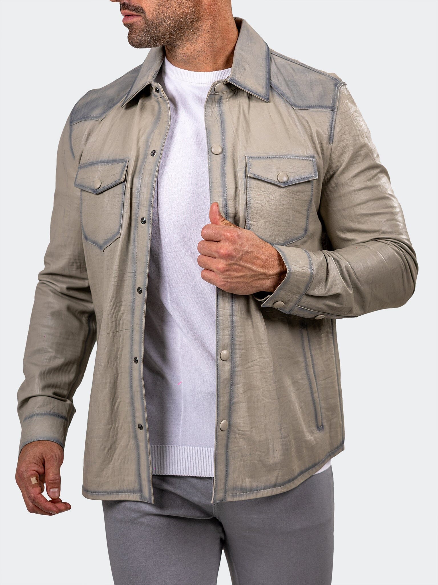 Marthyr White Leather Jacket