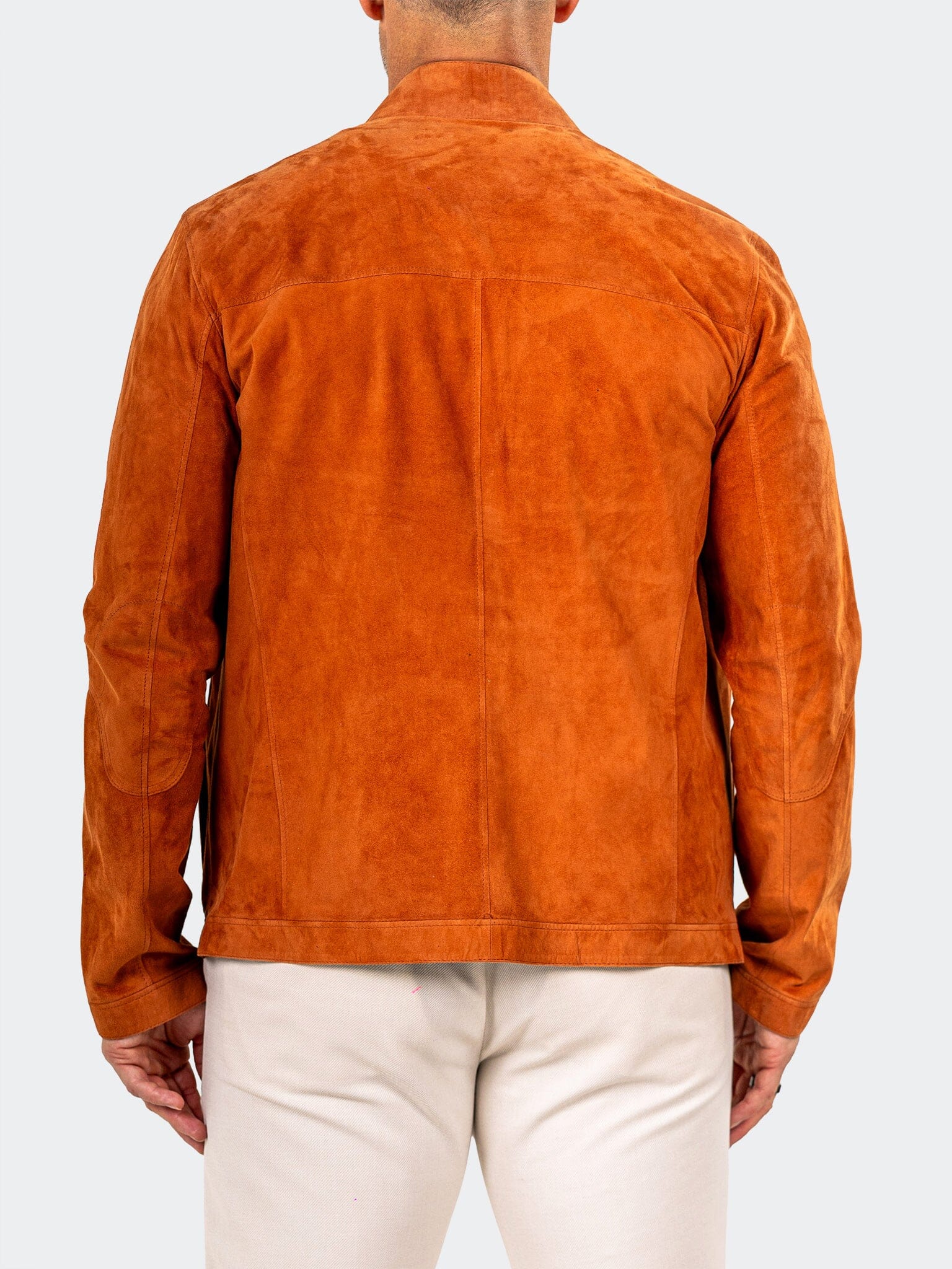 Burnt Orange Suede Band Collar Jacket