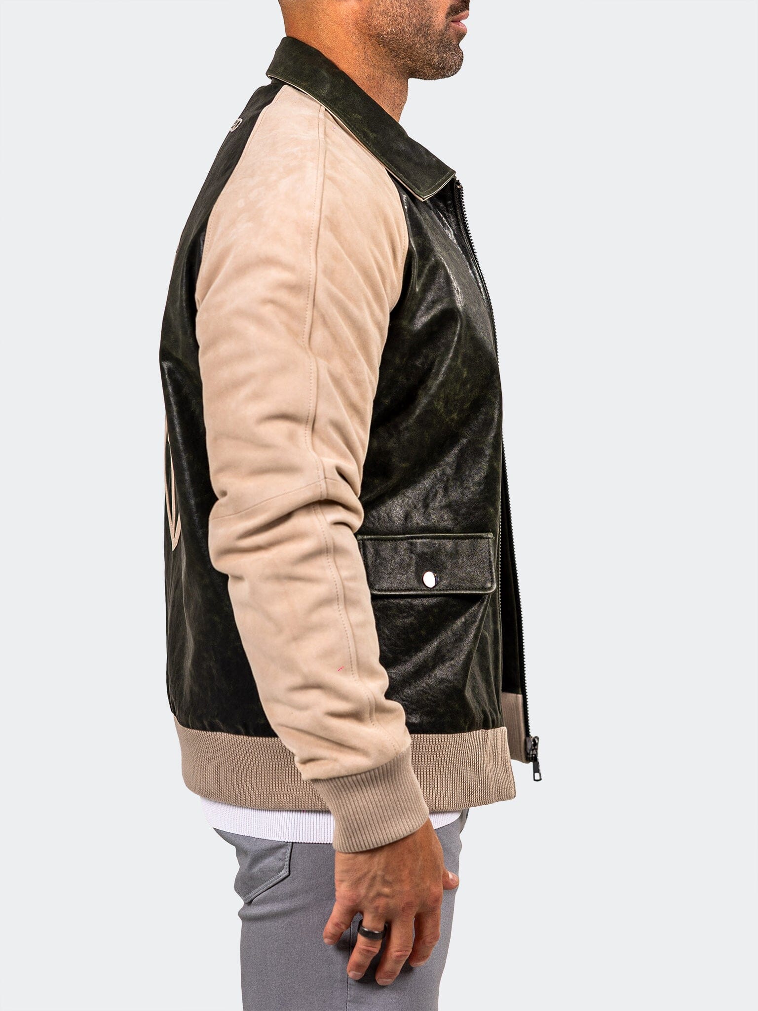 Marthyr Green Leather Jacket