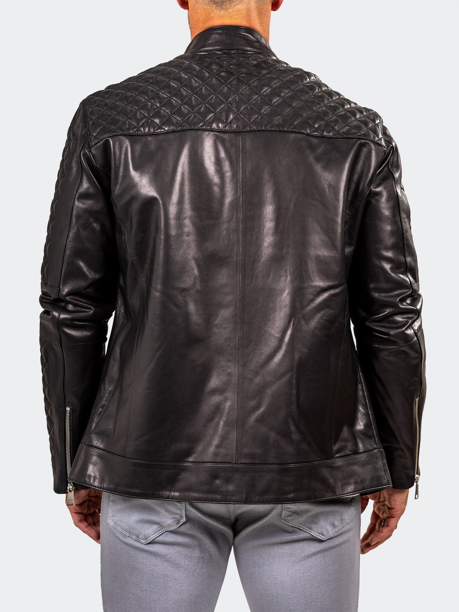 Glossy Black Quilted Moto Jacket