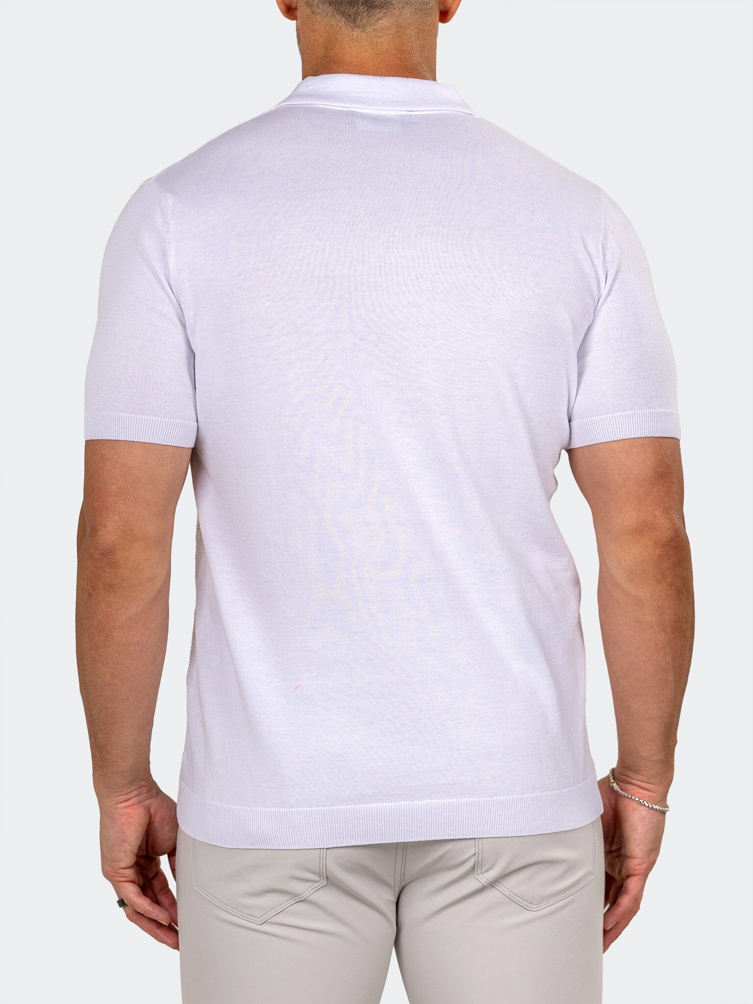 Knitted Marthyr White Polo Sweater
