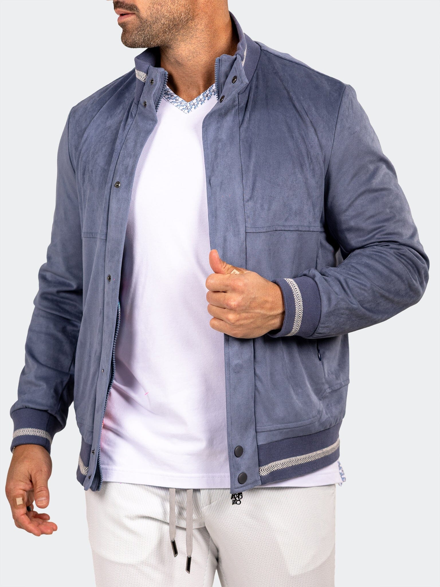 Marthyr Blue Suede Bomber