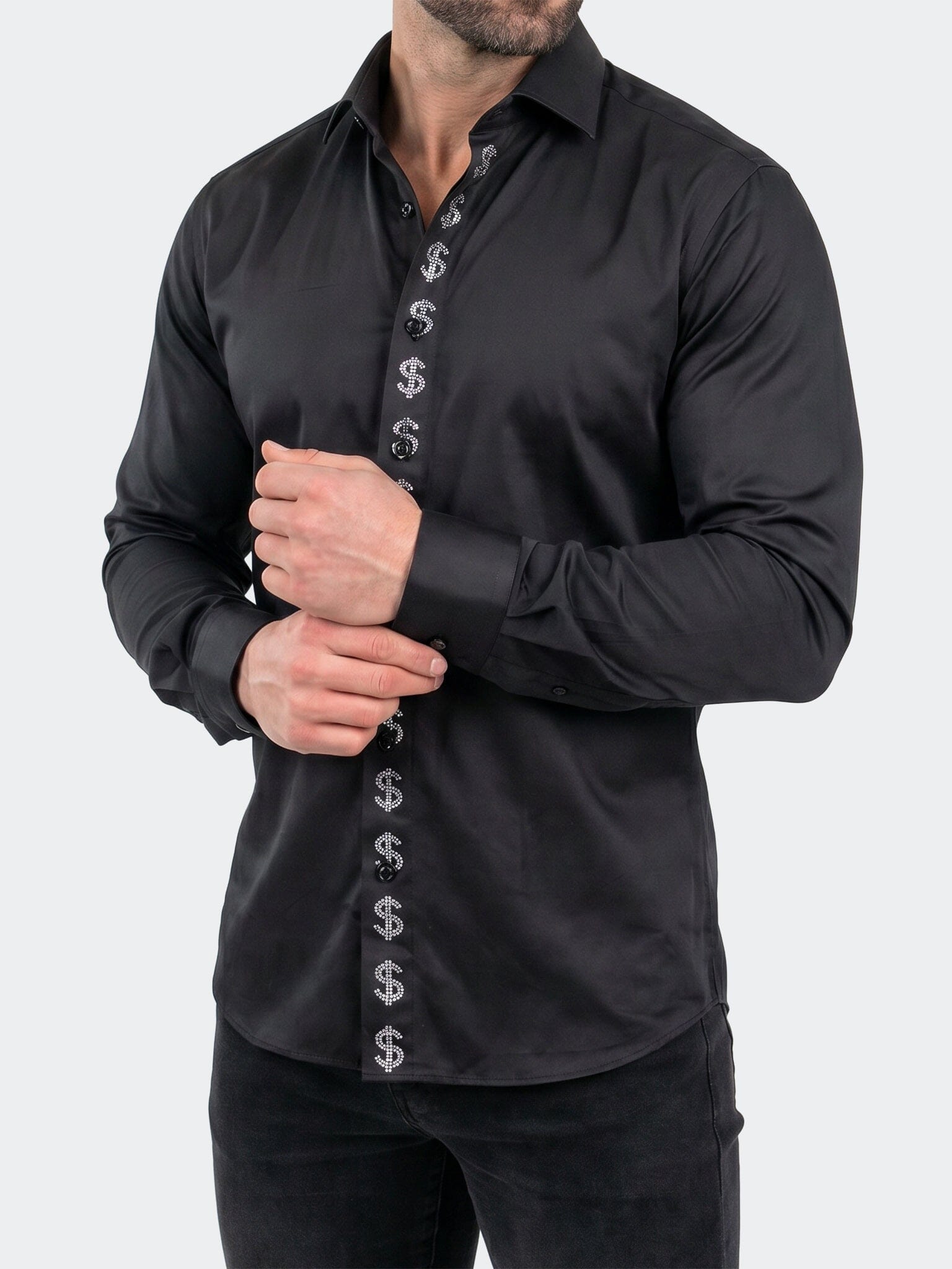 Stone Dollar Dress Shirt LS Woven Unknown0118 Black