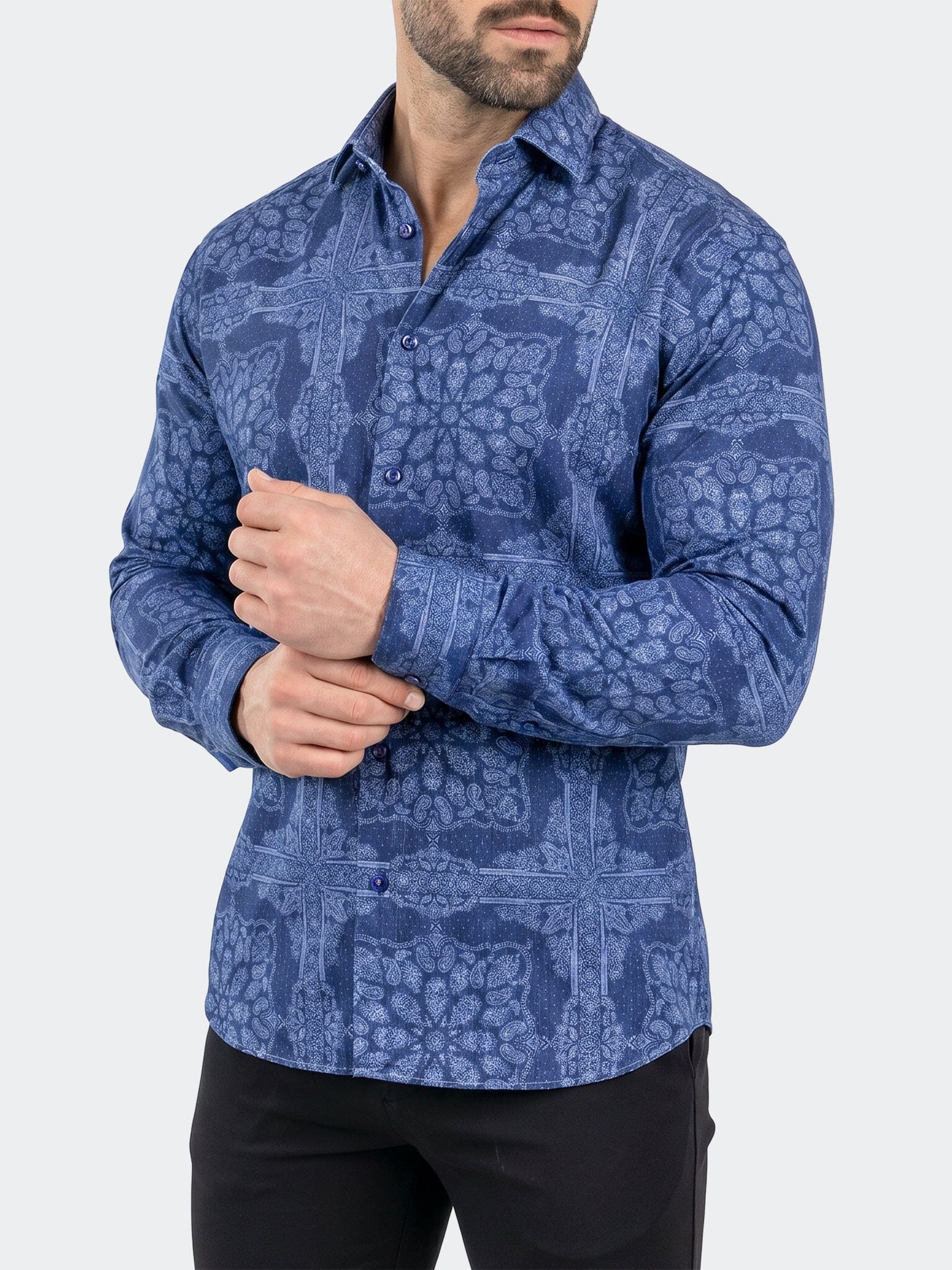Fibonacci Dress Shirt LS Woven Unknown0207 Blue