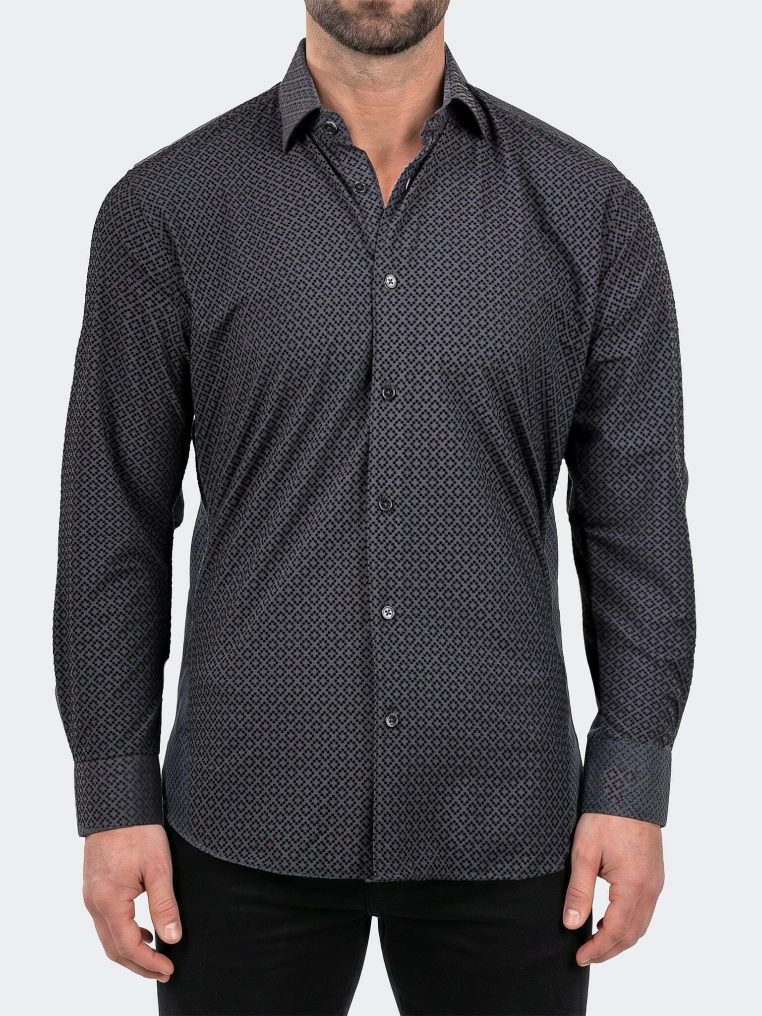 Fibonacci Dress Shirt LS Stretch Unknown3012 Black