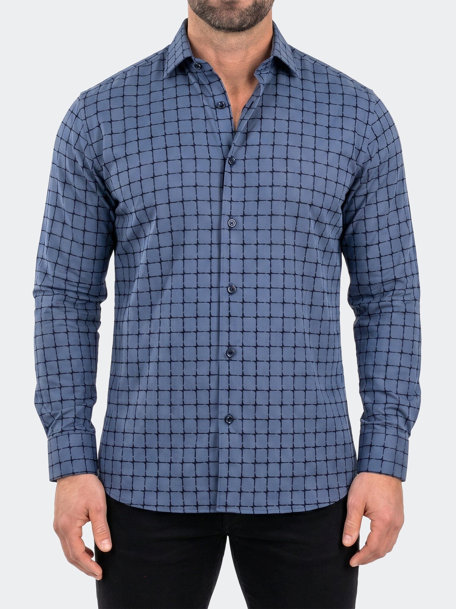 Fibonacci Dress Shirt LS Stretch Unknown3013 Navy