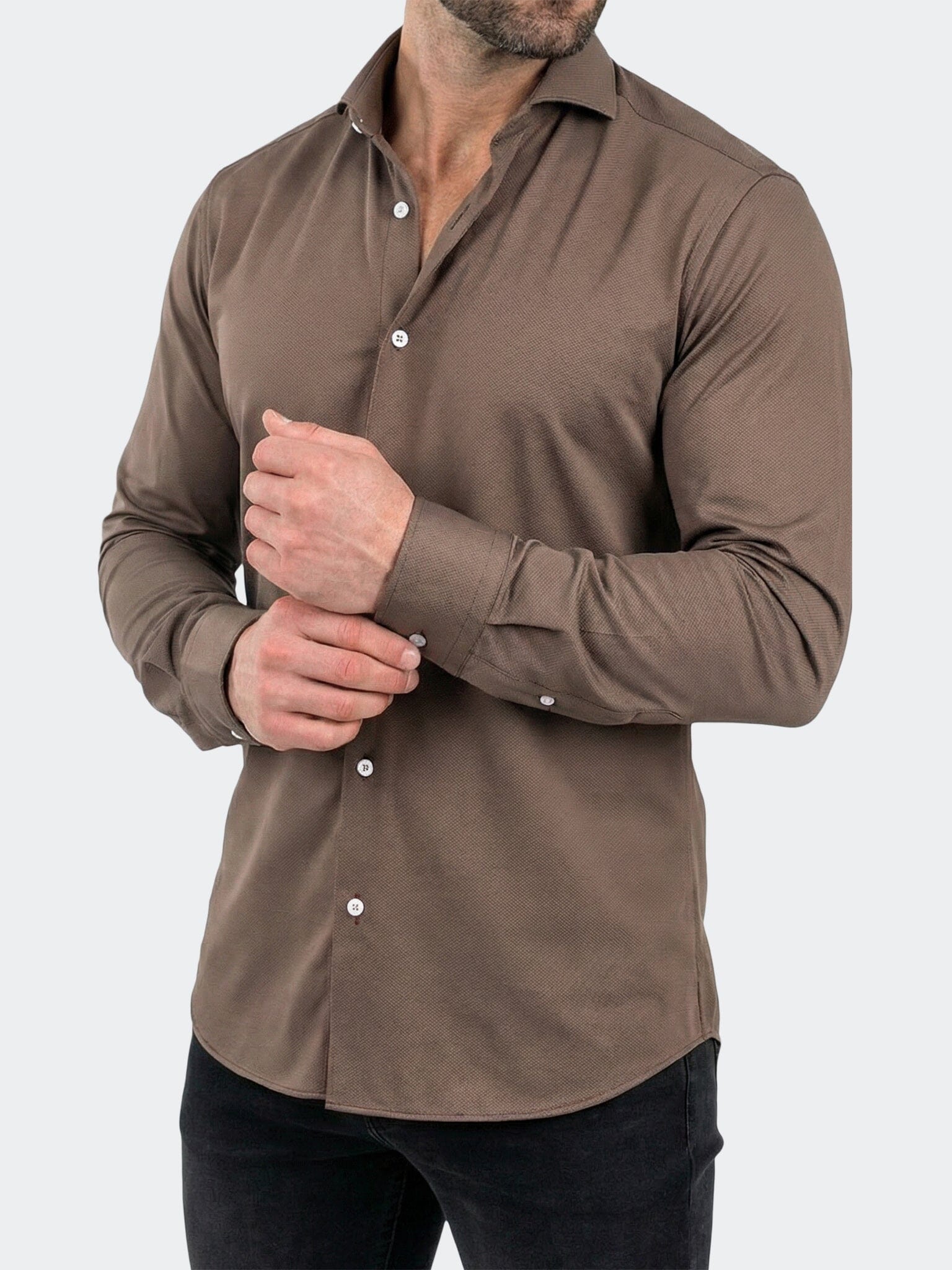 Einstein Dress Shirt LS Stretch Unknown3051 Brown