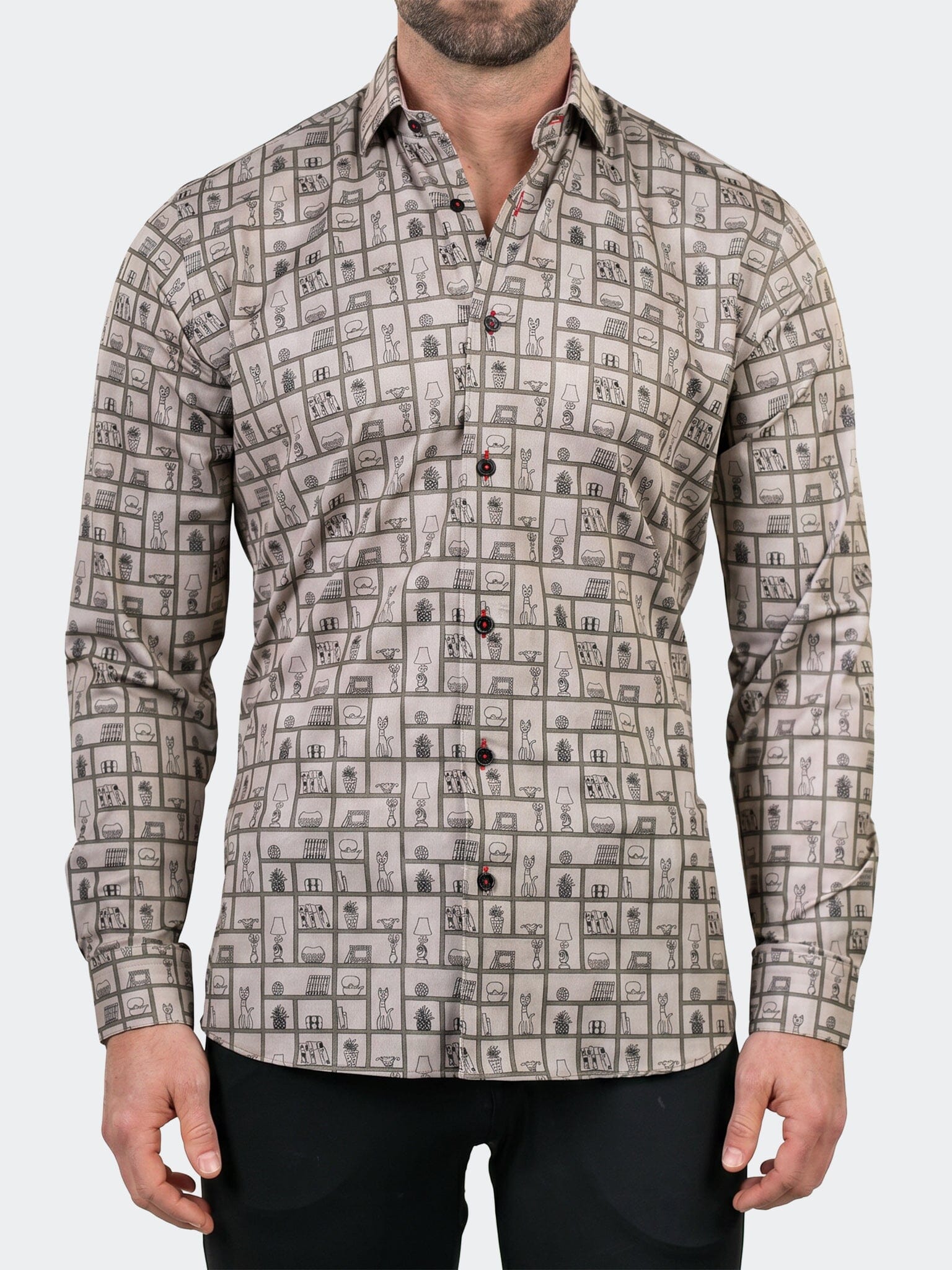 Fibonacci Dress Shirt LS Stretch Unknown3221 Black
