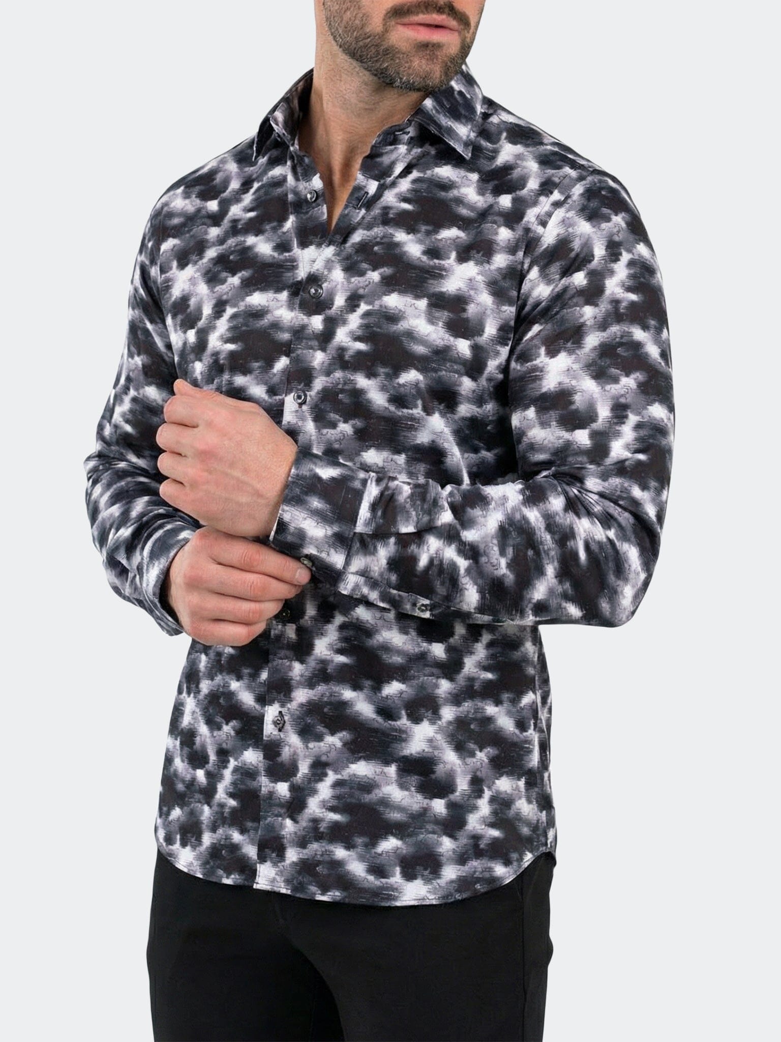 Fibonacci Dress Shirt LS Stretch Unknown3289 Black