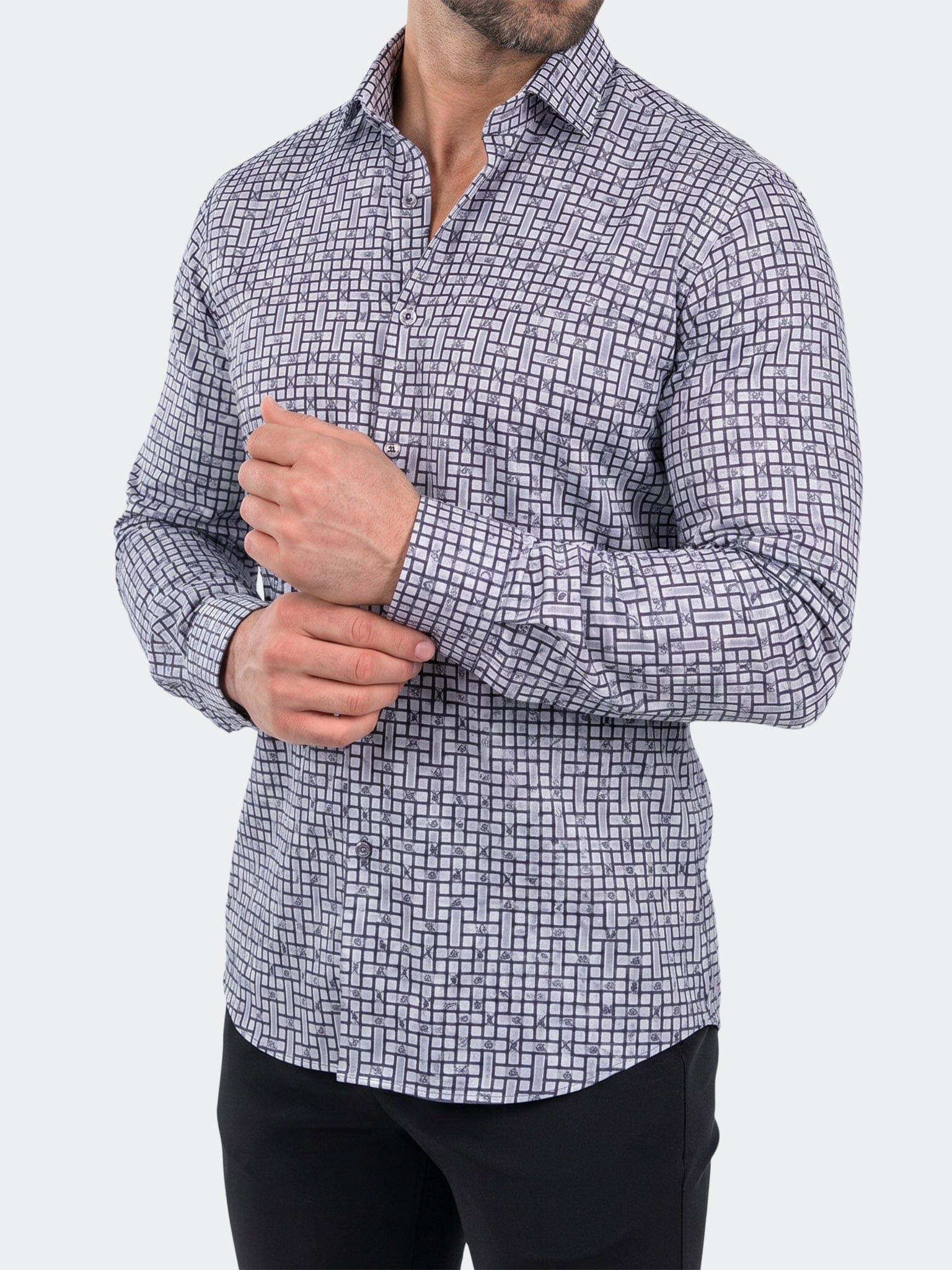 Fibonacci Dress Shirt LS Stretch Unknown3290 Black