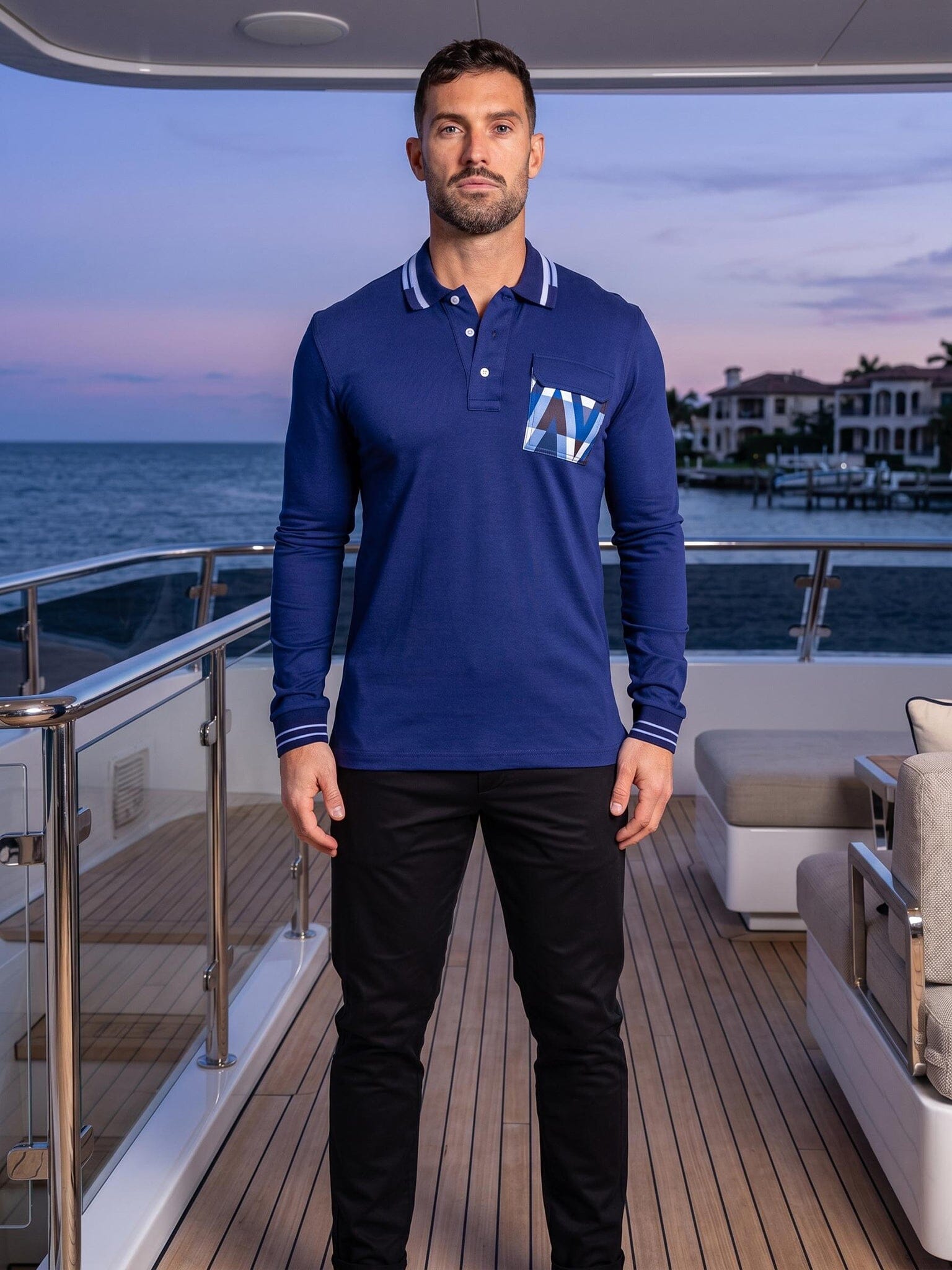 Ascension Blue Long Sleeve Polo
