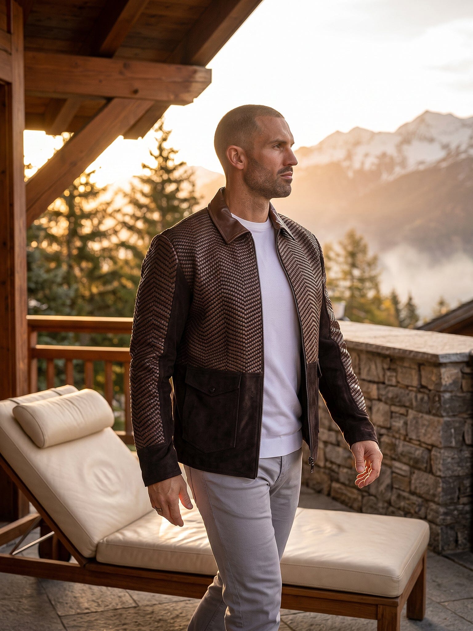 Marthyr Brown Woven Jacket