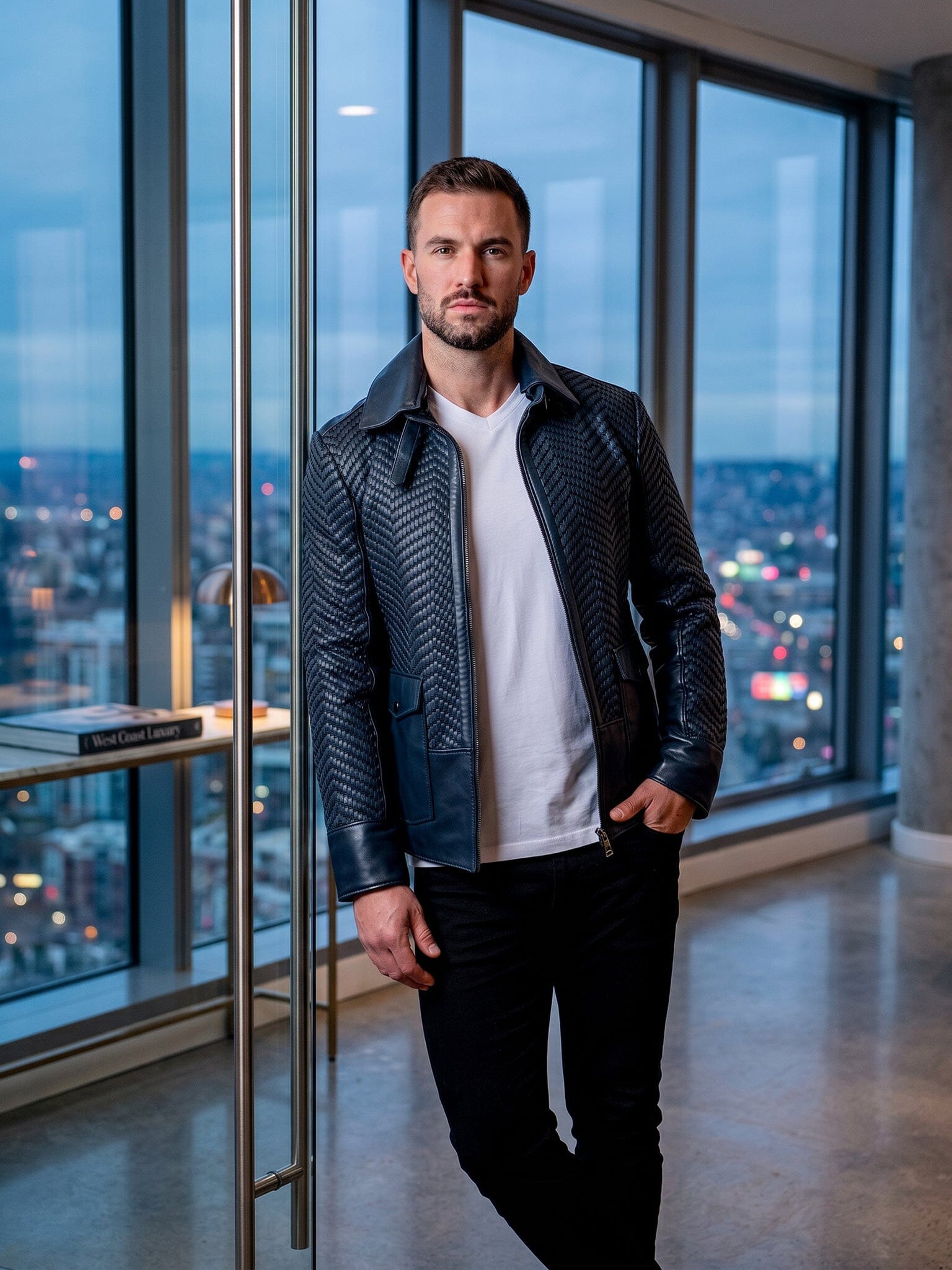 Tresser Blue Leather Jacket