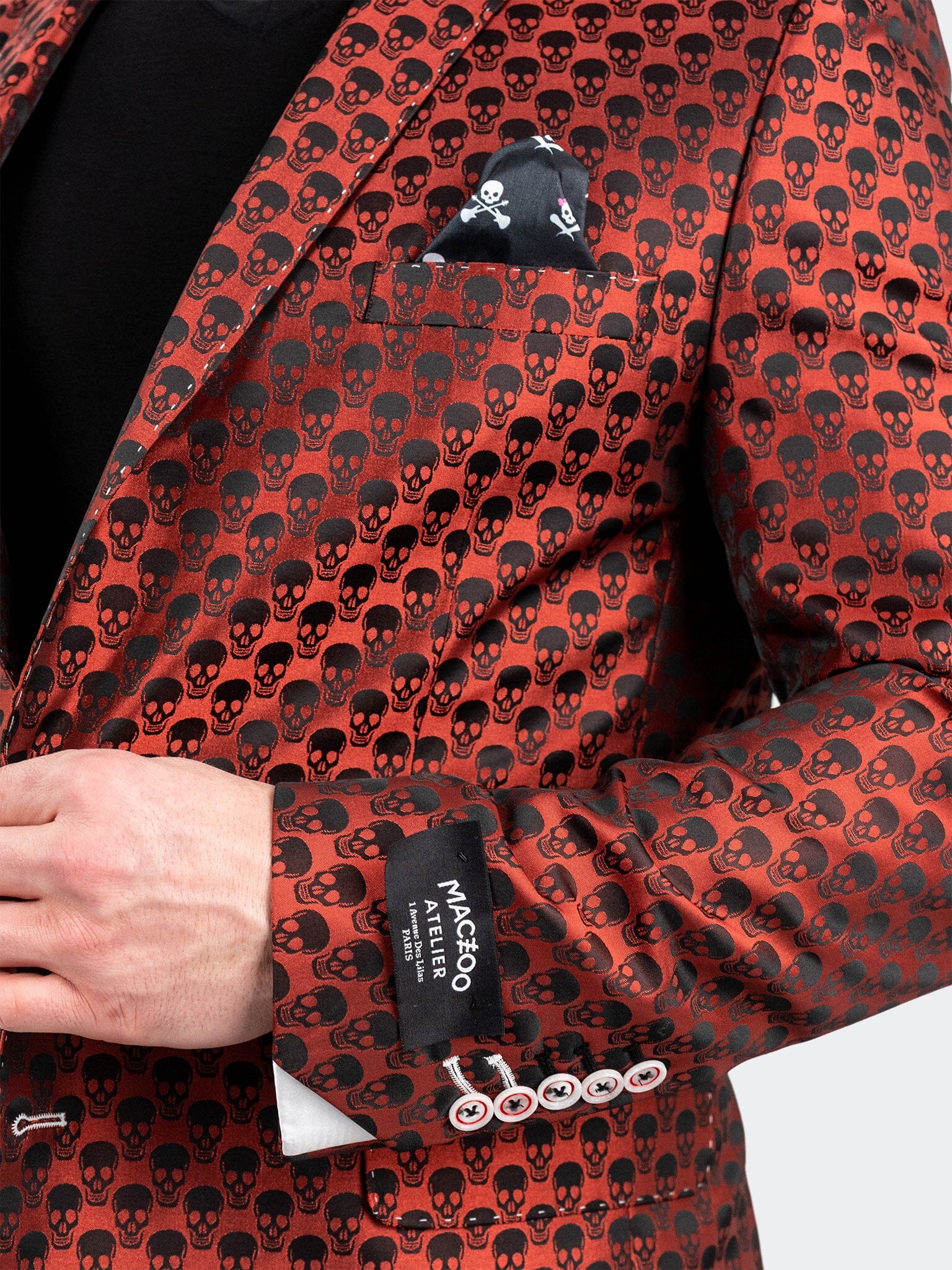 Burnt Orange Skull Jacquard Blazer