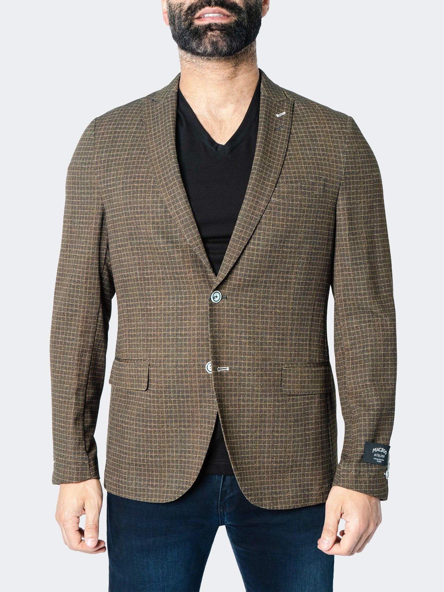 Maceoo Unconstructed Descartes Vortex Brown Blazer | Men's Unconstructed Blazer