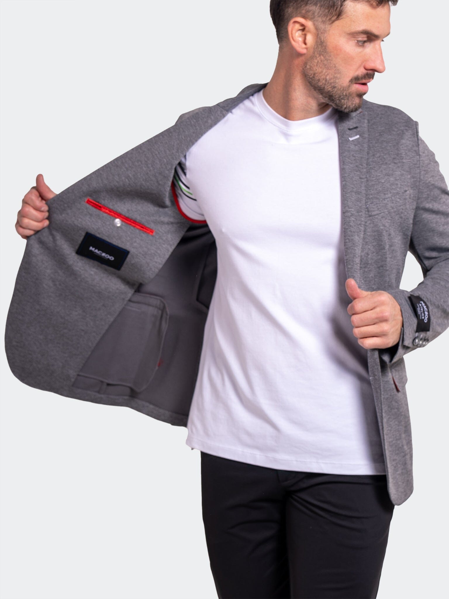 Unconstructed Stretch Grey Blazer