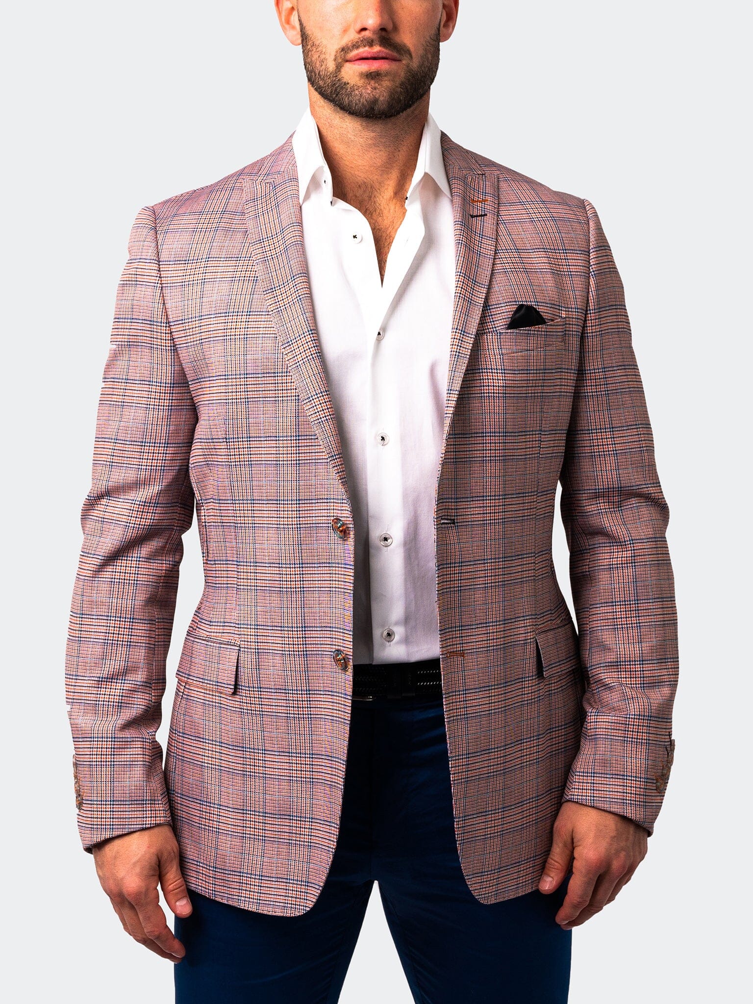 Blazer Unconstructed Plaid Orange