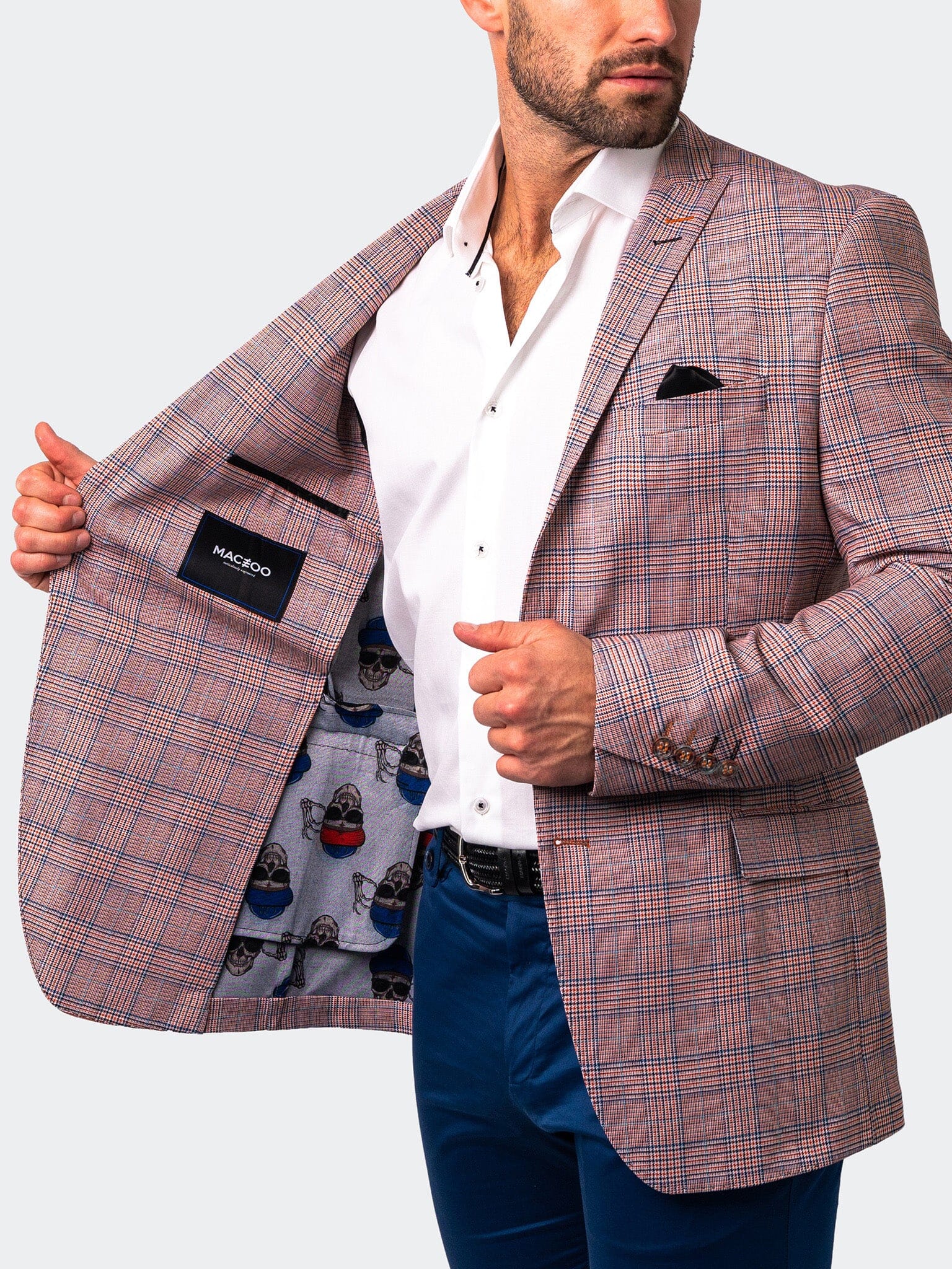 Blazer Unconstructed Plaid Orange