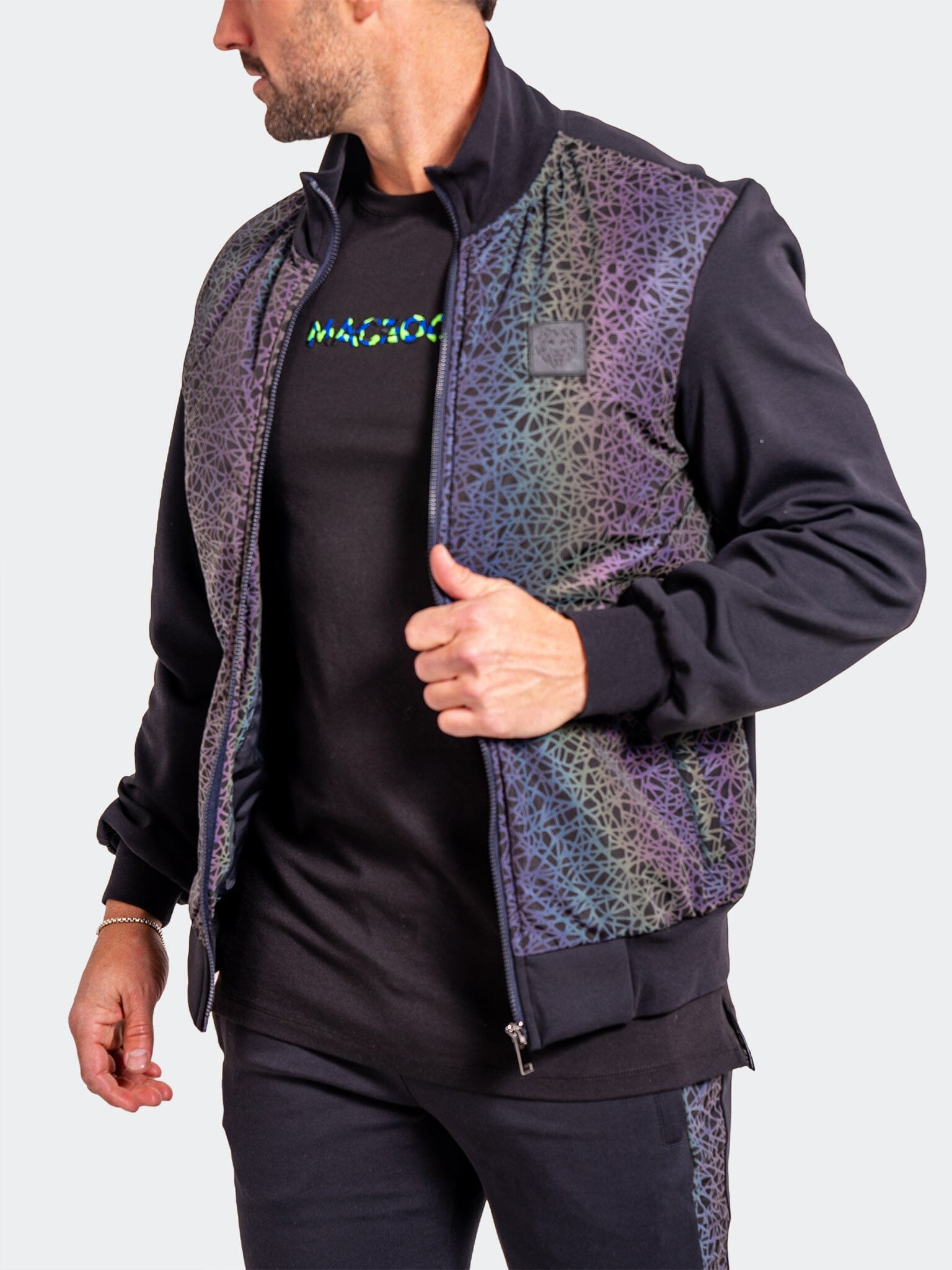 Iridescent Web Black Bomber Jacket