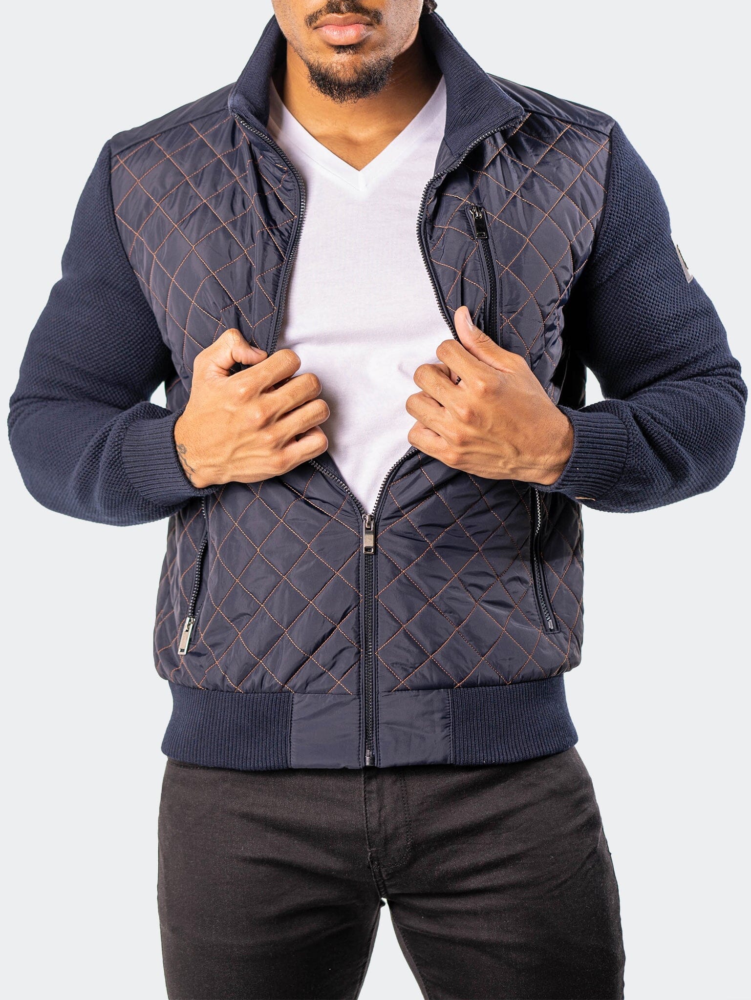 Diamond Puff Navy Bomber Jacket