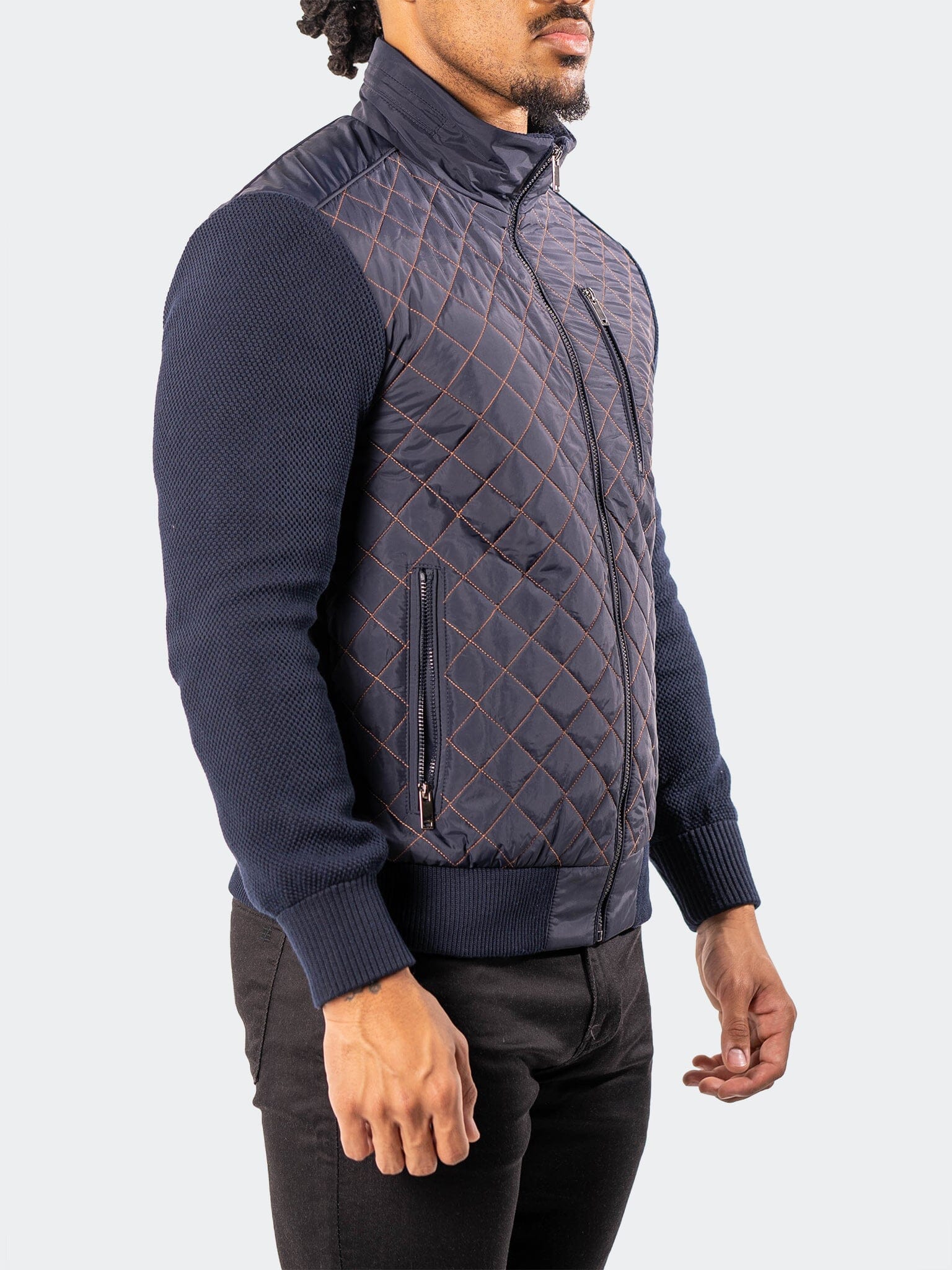 Diamond Puff Navy Bomber Jacket