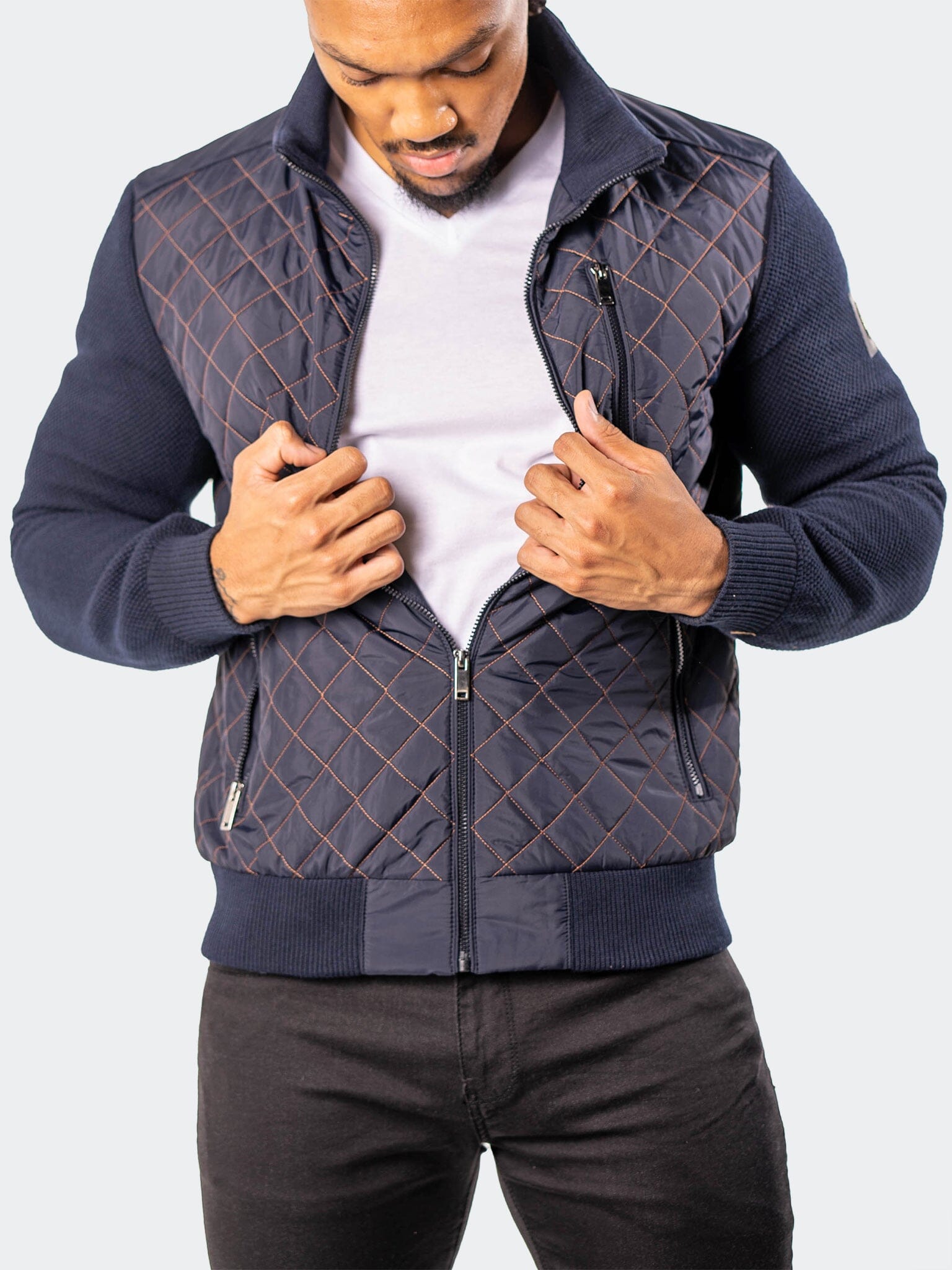 Diamond Puff Navy Bomber Jacket