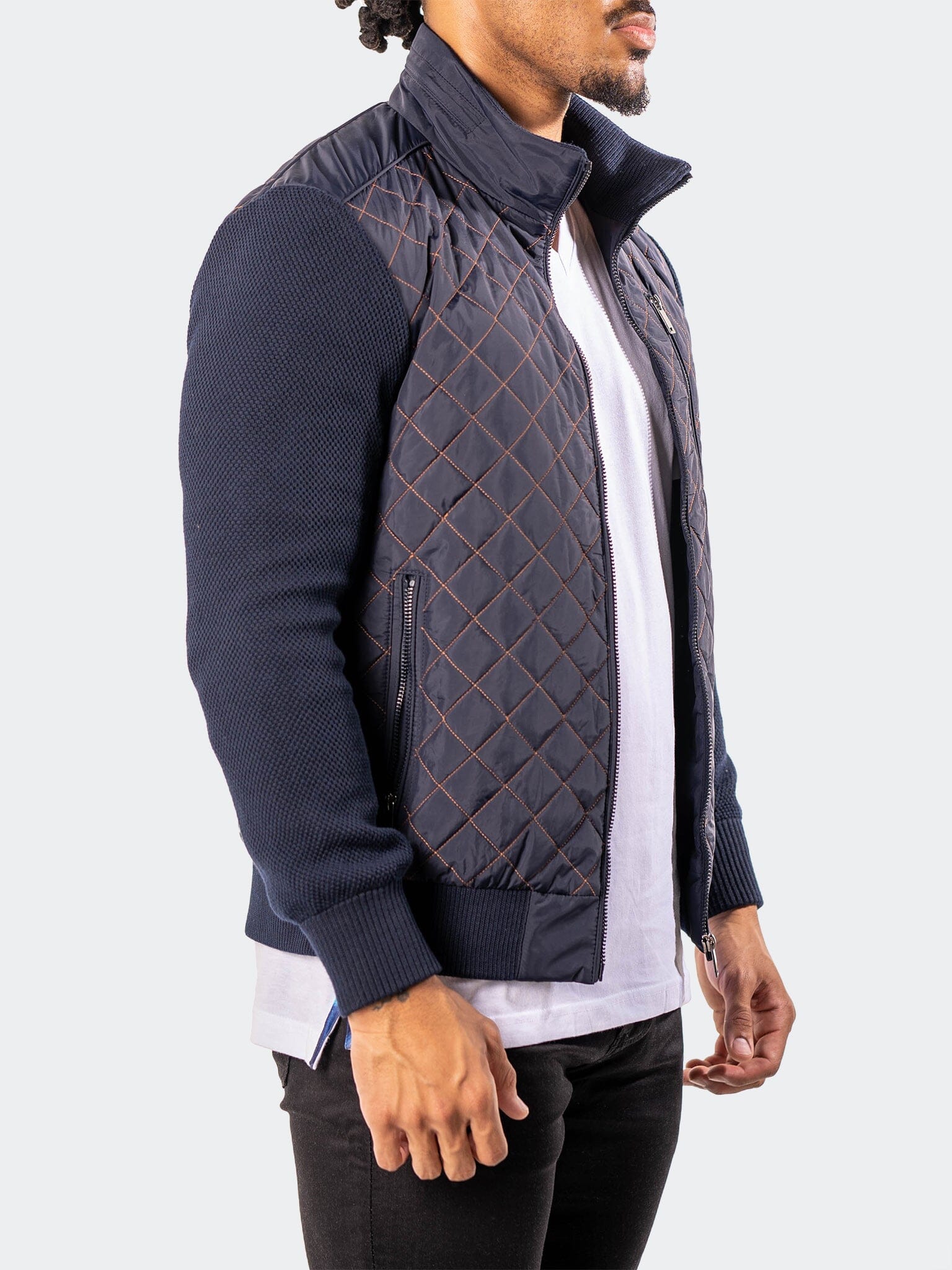 Diamond Puff Navy Bomber Jacket