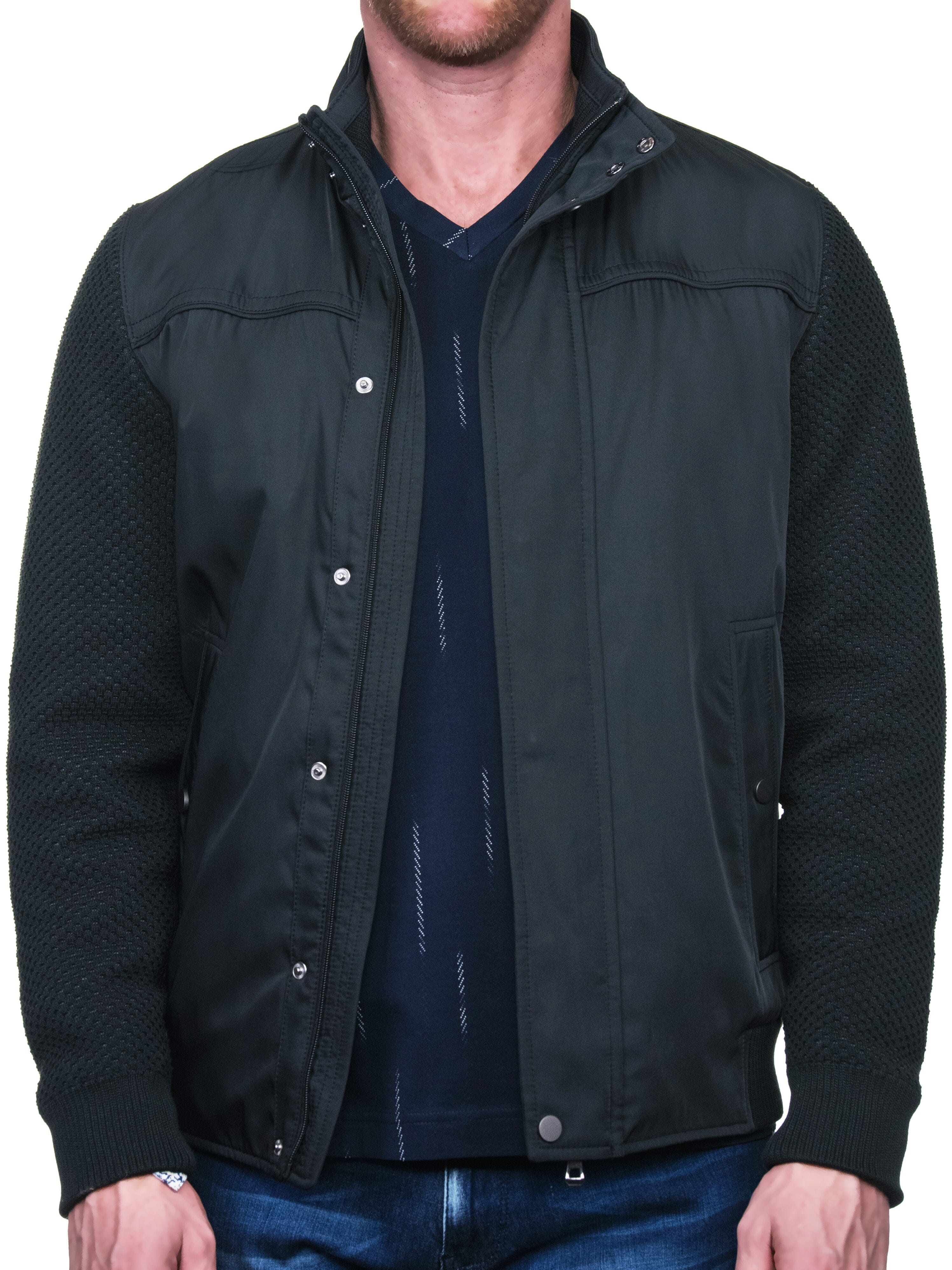 Knitted Black Bomber Jacket